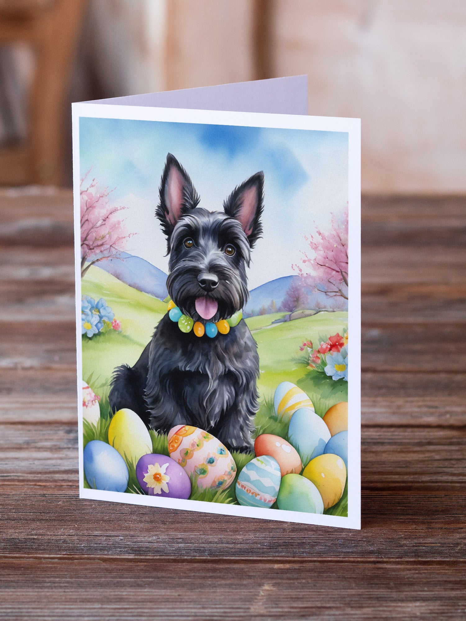 Buy this Scottish Terrier Easter Egg Hunt Greeting Cards Pack of 8
