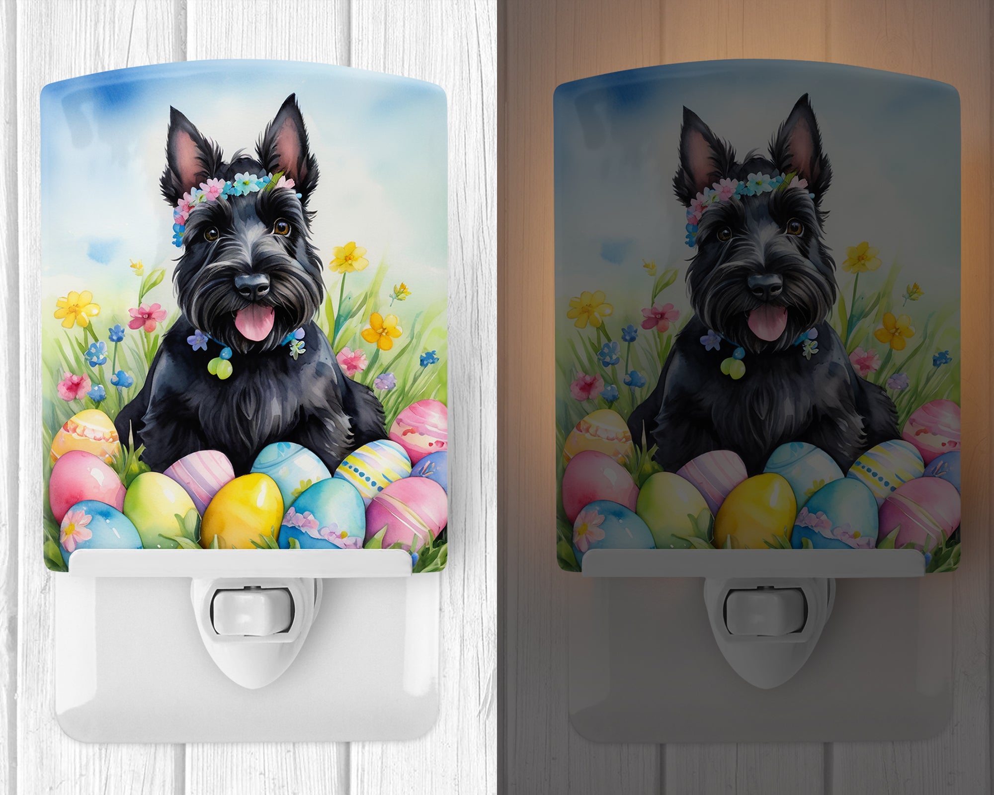 Scottish Terrier Easter Egg Hunt Ceramic Night Light