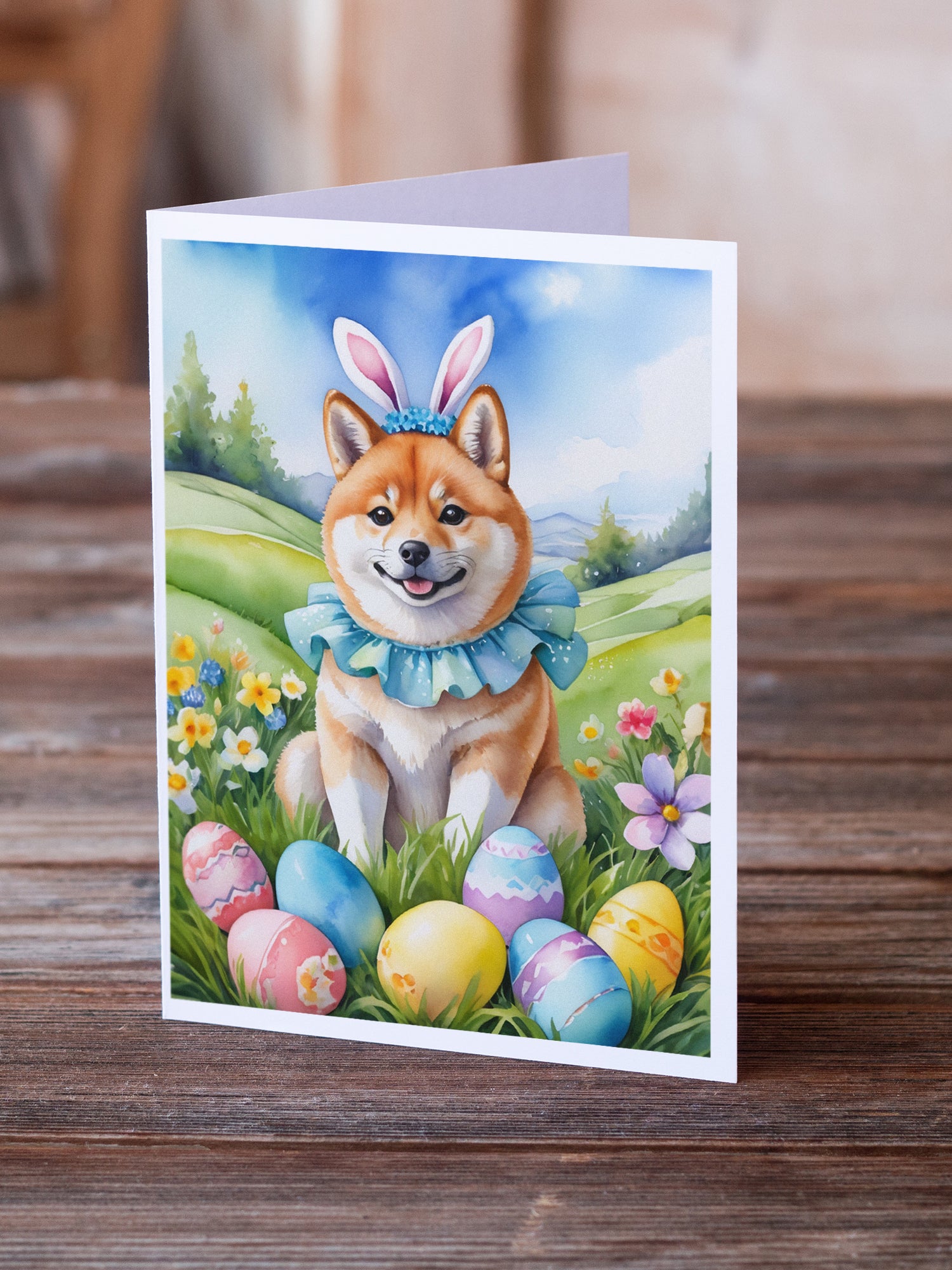 Buy this Shiba Inu Easter Egg Hunt Greeting Cards Pack of 8