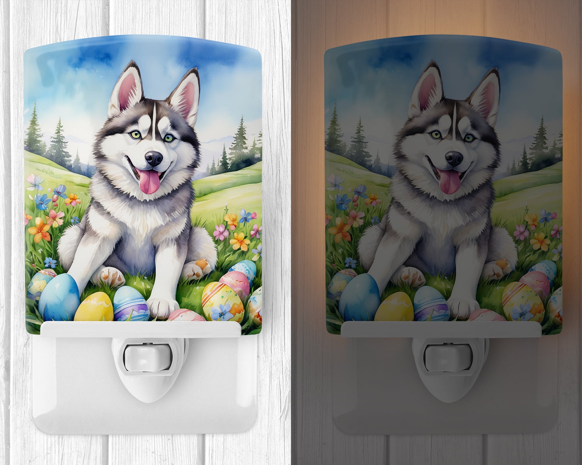 Buy this Siberian Husky Easter Egg Hunt Ceramic Night Light
