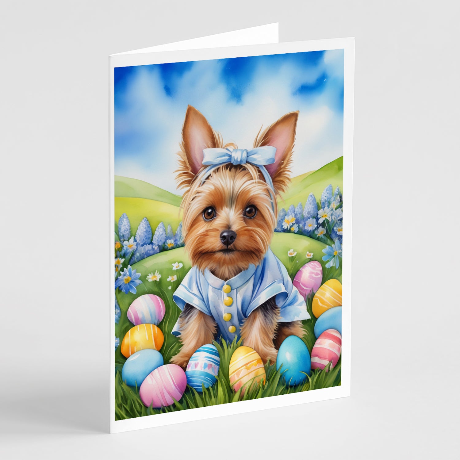 Buy this Silky Terrier Easter Egg Hunt Greeting Cards Pack of 8