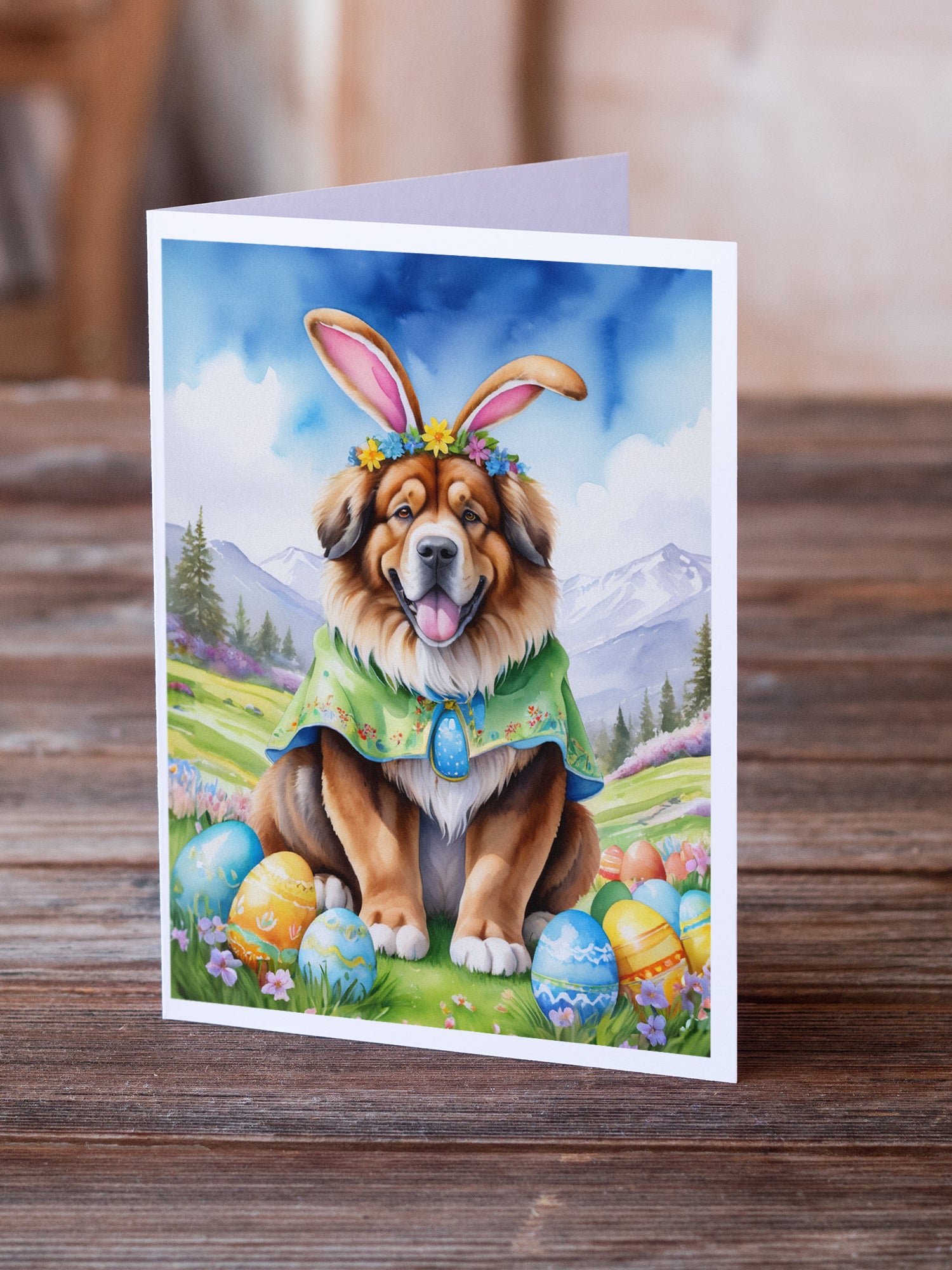 Tibetan Mastiff Easter Egg Hunt Greeting Cards Pack of 8
