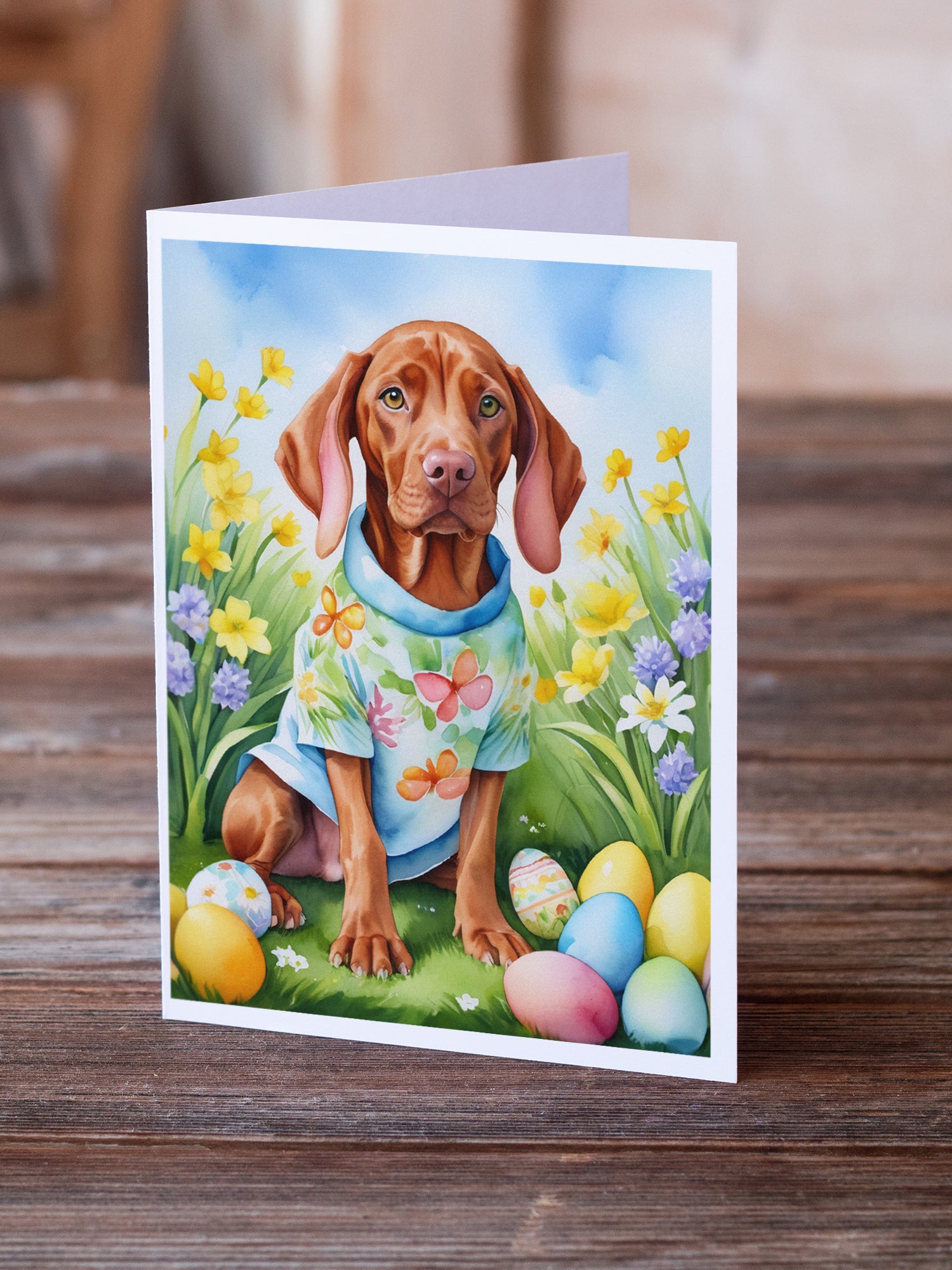 Buy this Vizsla Easter Egg Hunt Greeting Cards Pack of 8