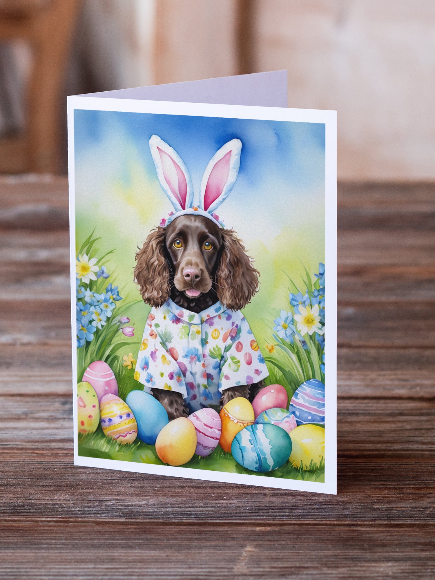 Water Spaniel Easter Egg Hunt Greeting Cards Pack of 8
