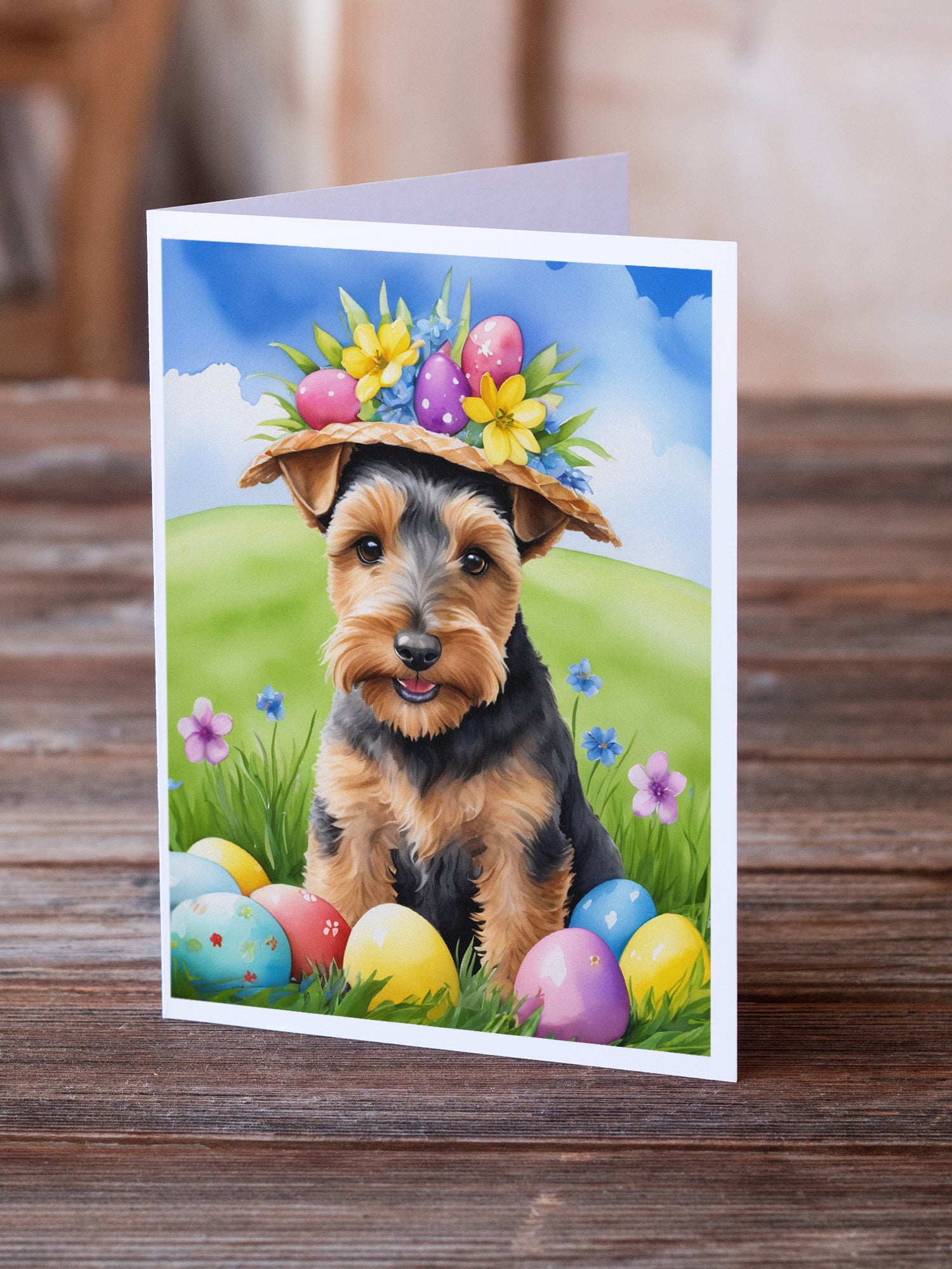 Buy this Welsh Terrier Easter Egg Hunt Greeting Cards Pack of 8