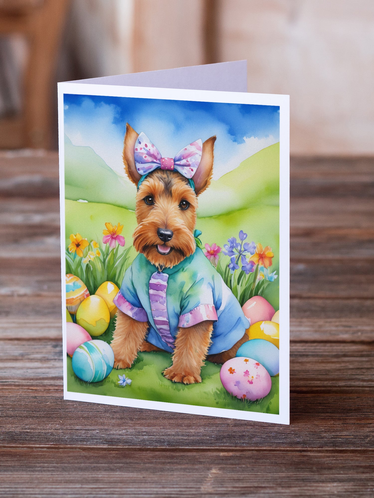 Welsh Terrier Easter Egg Hunt Greeting Cards Pack of 8