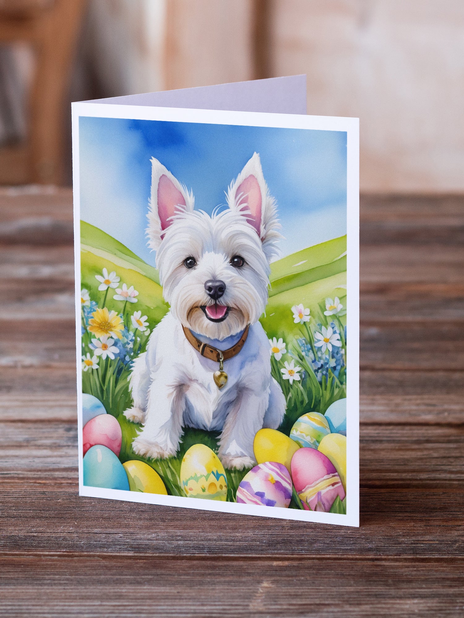 Buy this Westie Easter Egg Hunt Greeting Cards Pack of 8