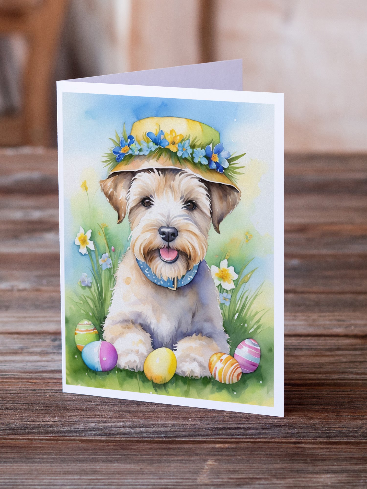 Wheaten Terrier Easter Egg Hunt Greeting Cards Pack of 8