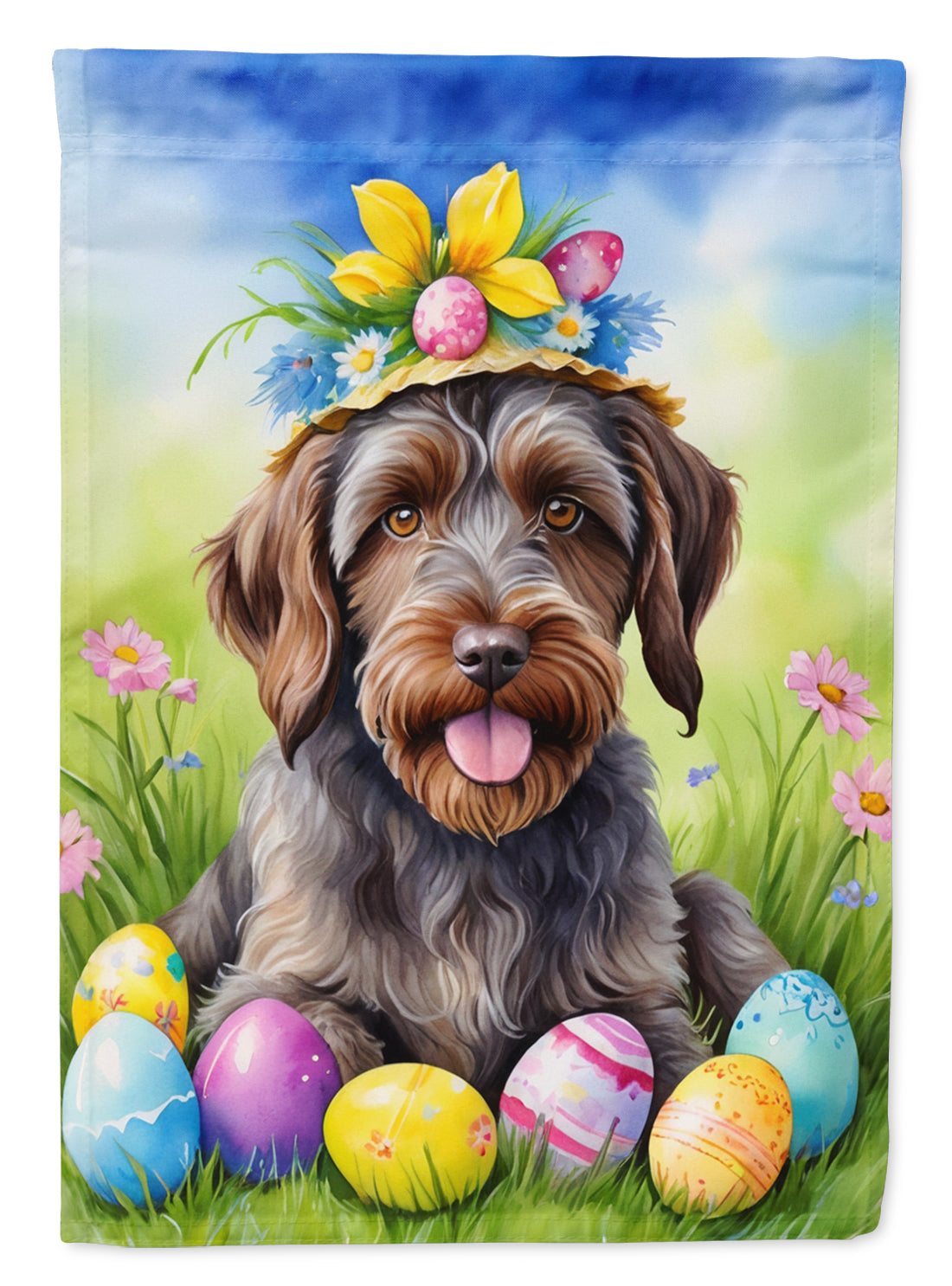 Buy this Wirehaired Pointing Griffon Easter Egg Hunt House Flag