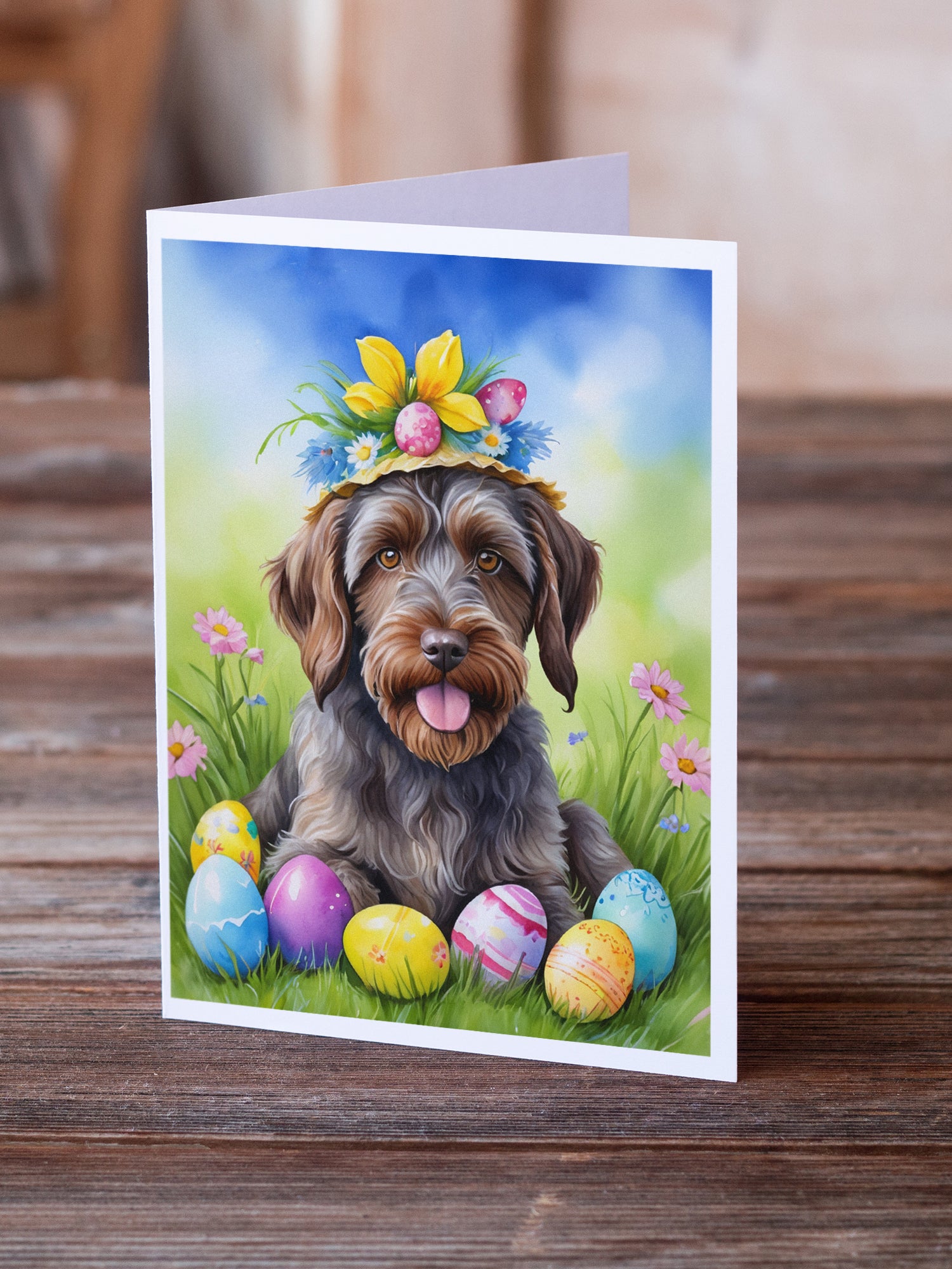 Wirehaired Pointing Griffon Easter Egg Hunt Greeting Cards Pack of 8