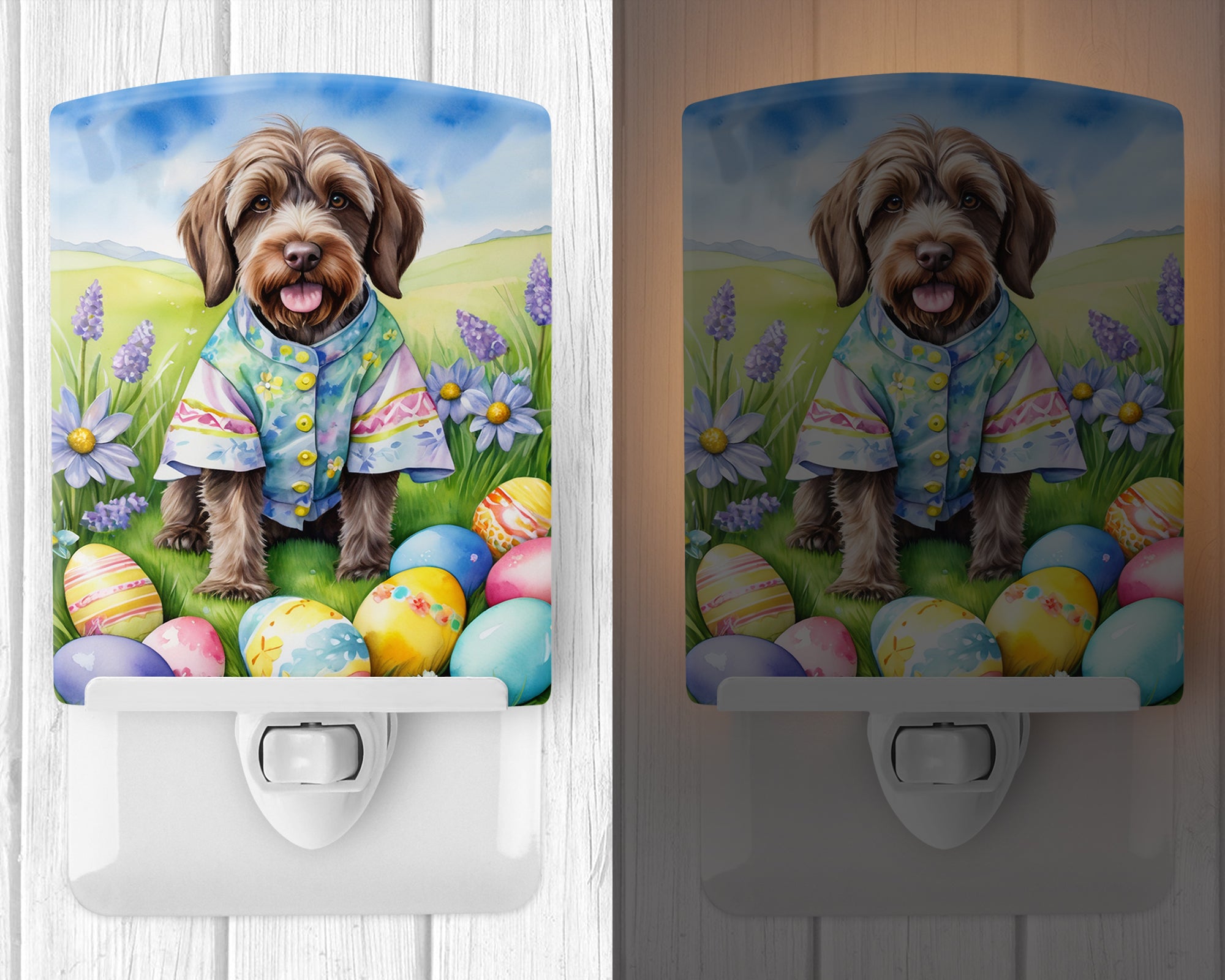 Buy this Wirehaired Pointing Griffon Easter Egg Hunt Ceramic Night Light