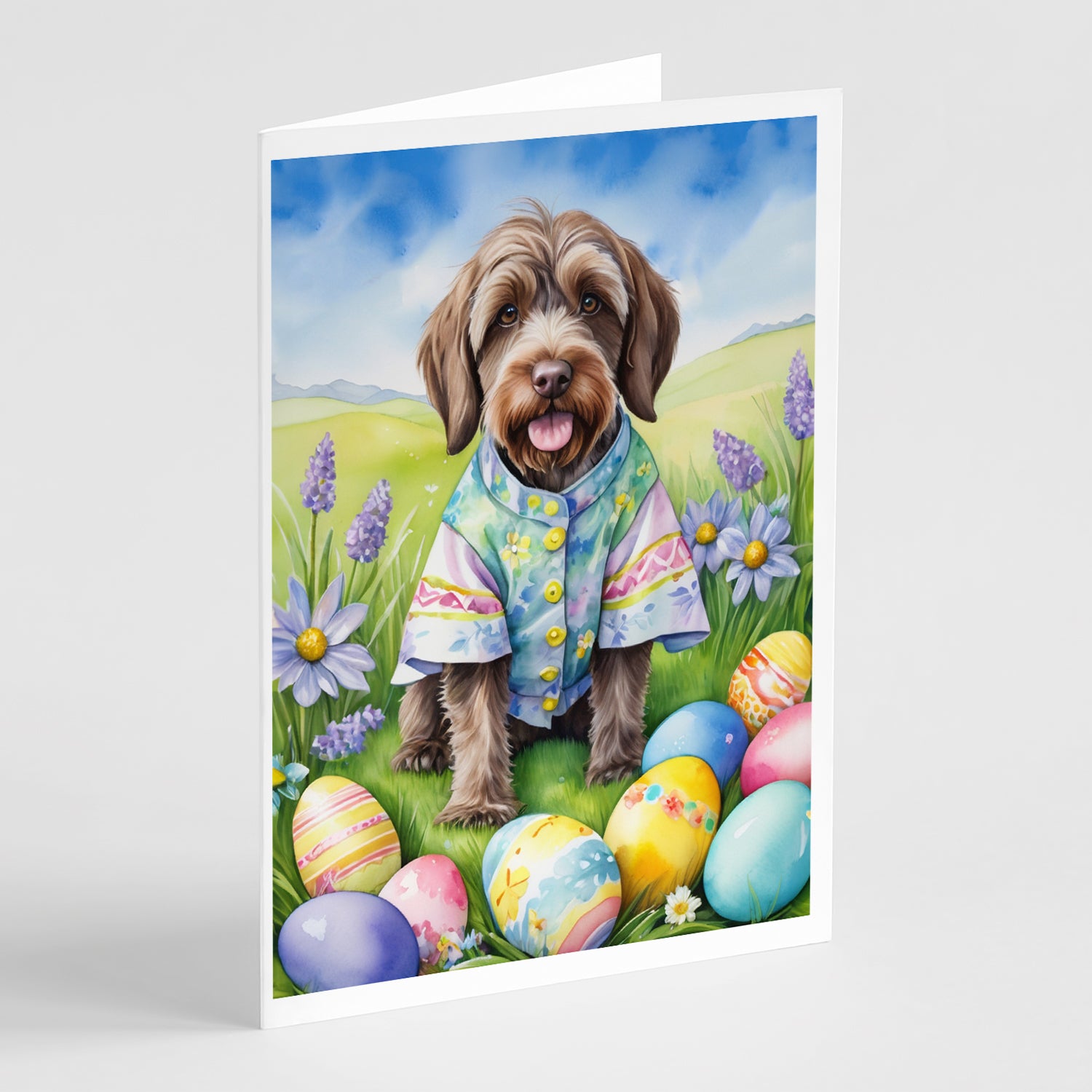 Buy this Wirehaired Pointing Griffon Easter Egg Hunt Greeting Cards Pack of 8