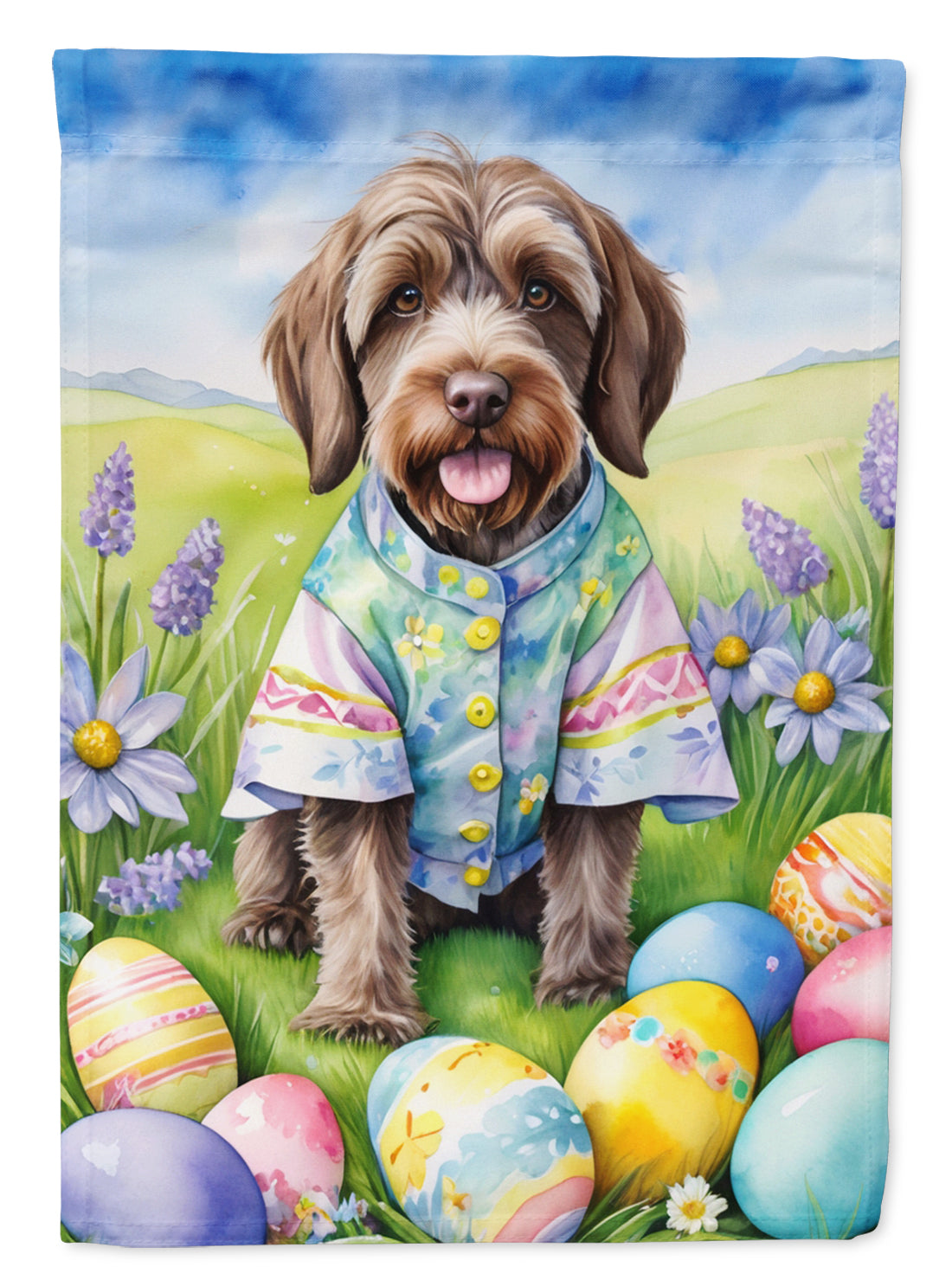 Buy this Wirehaired Pointing Griffon Easter Egg Hunt Garden Flag
