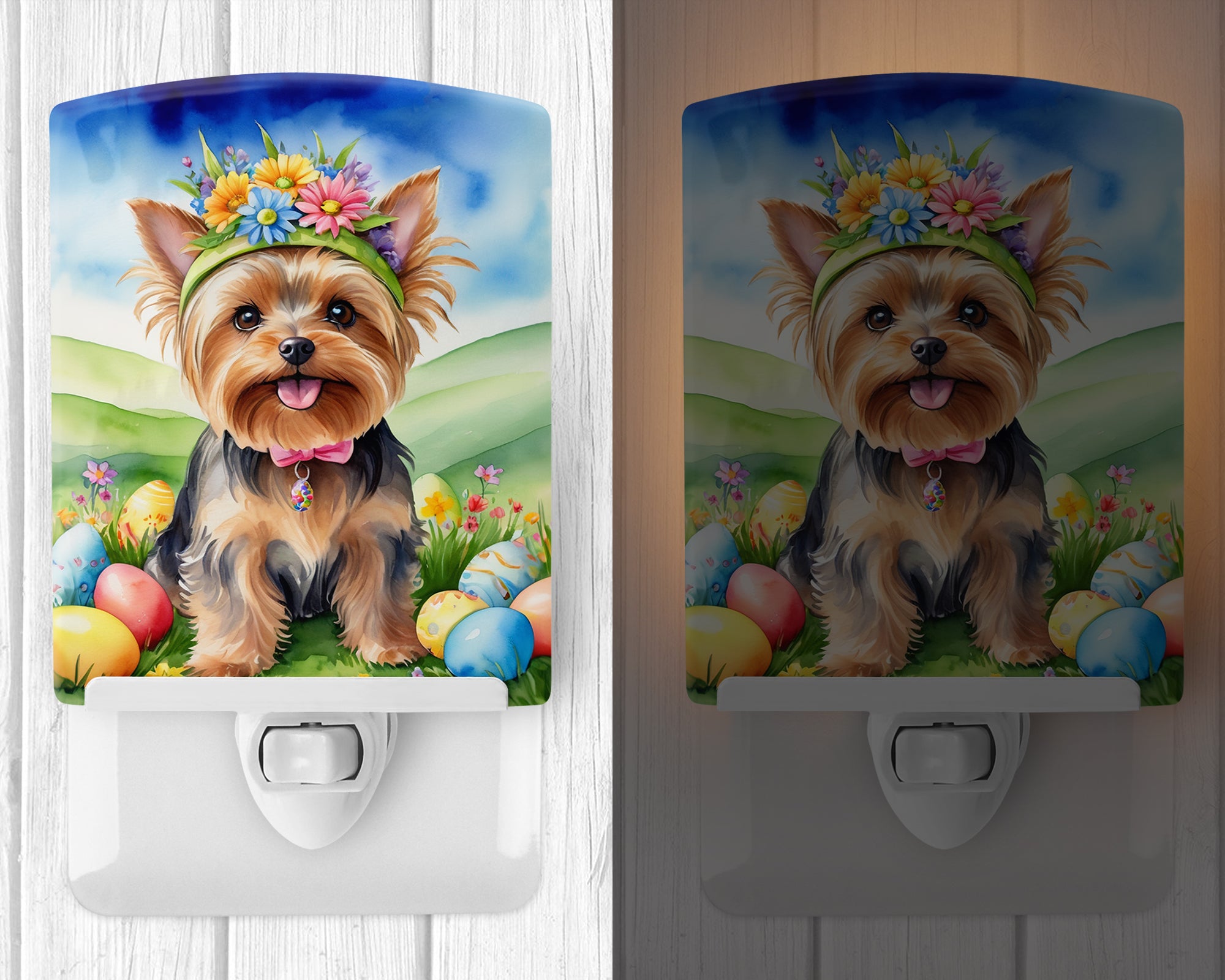 Buy this Yorkshire Terrier Easter Egg Hunt Ceramic Night Light