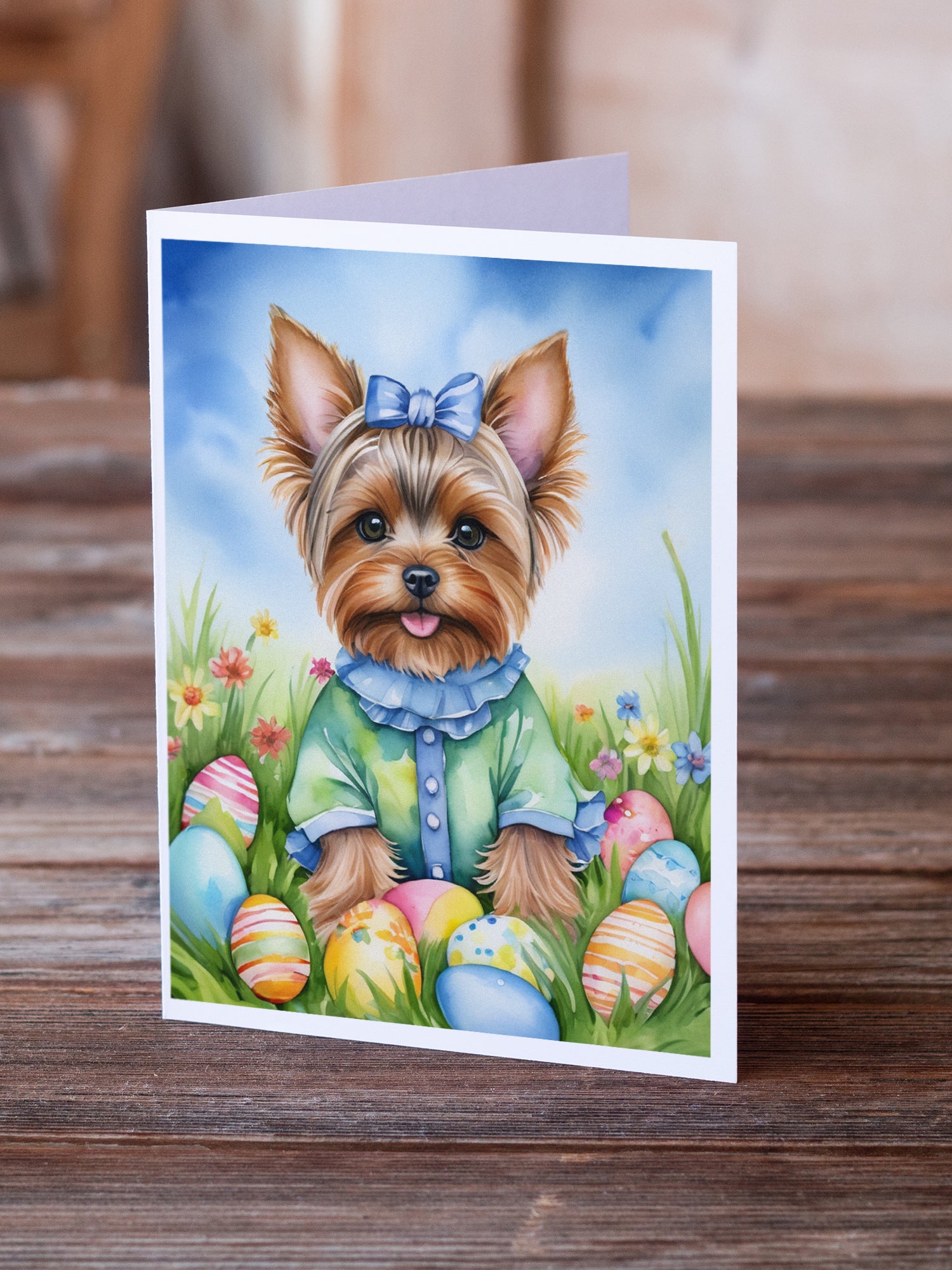 Buy this Yorkshire Terrier Easter Egg Hunt Greeting Cards Pack of 8