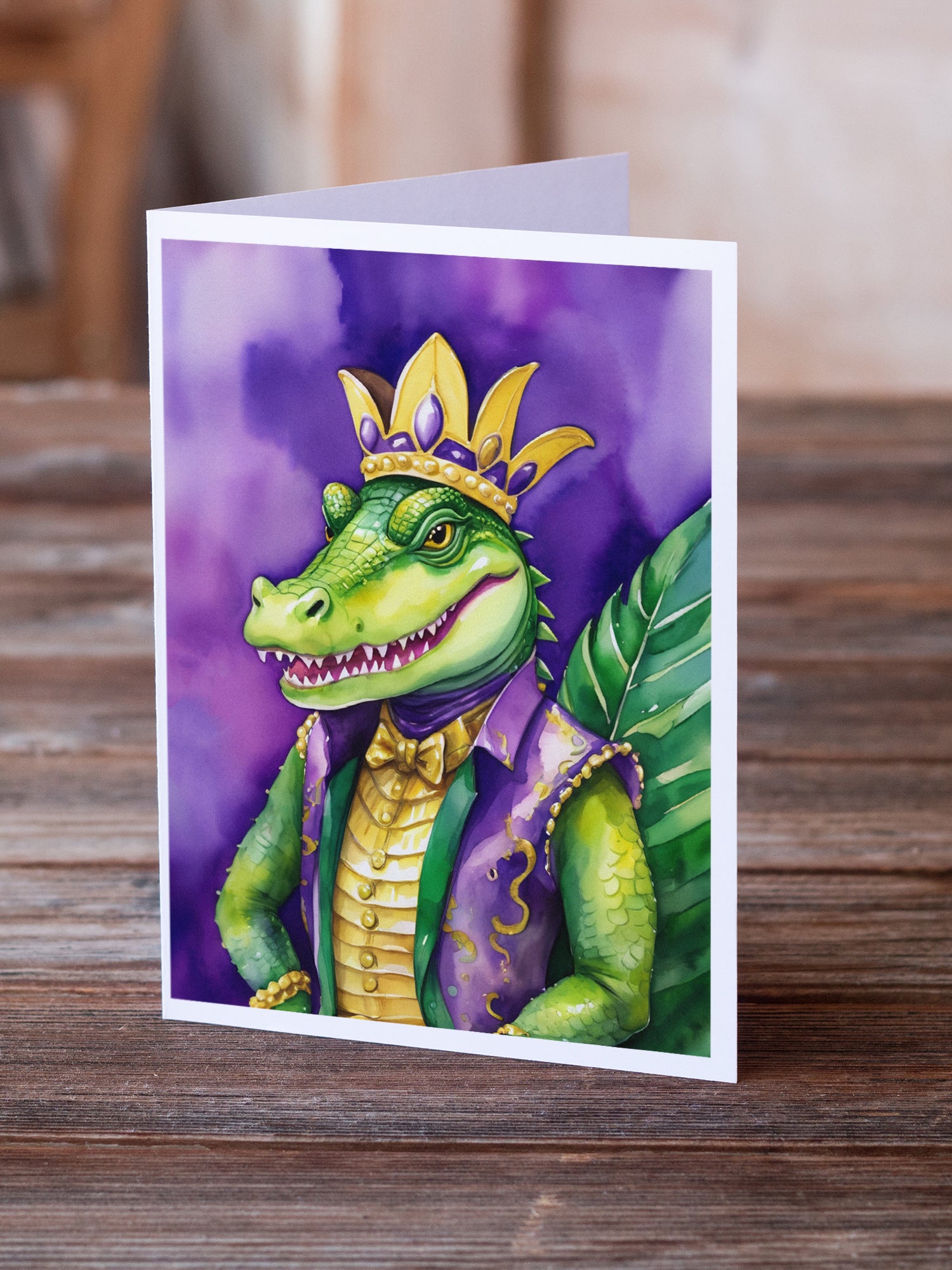 Alligator King of Mardi Gras Greeting Cards Pack of 8