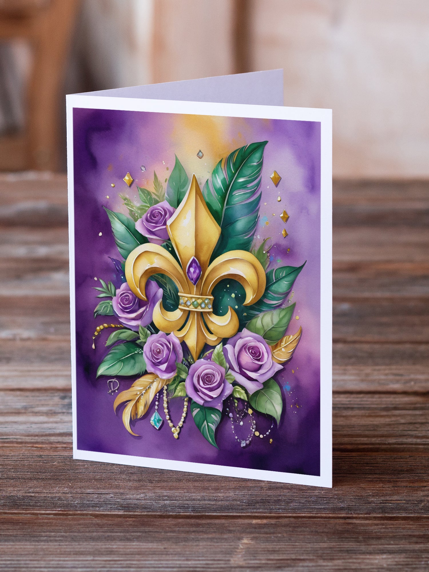 Fleur de lis Mardi Gras Greeting Cards Pack of 8