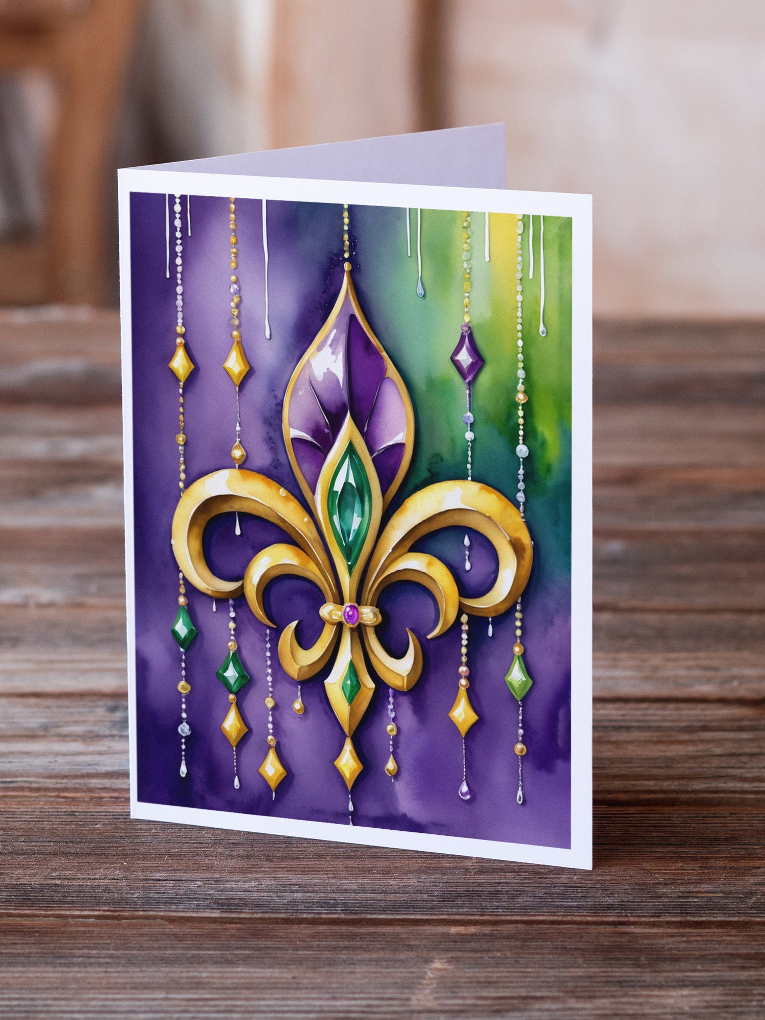 Buy this Fleur de lis Mardi Gras Greeting Cards Pack of 8