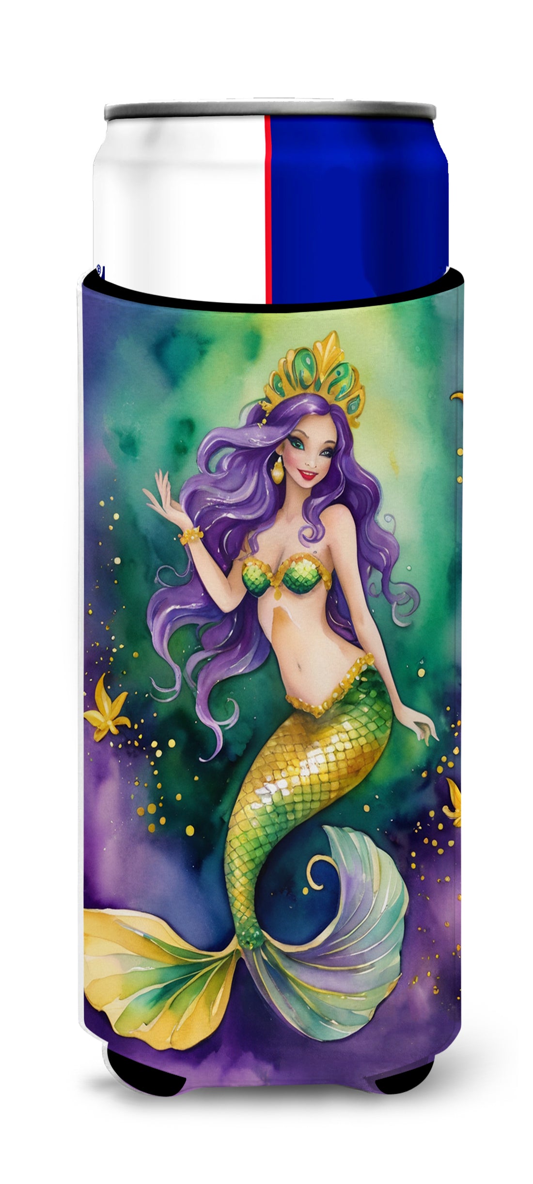 Buy this Mermaid Mardi Gras Hugger for Ultra Slim Cans