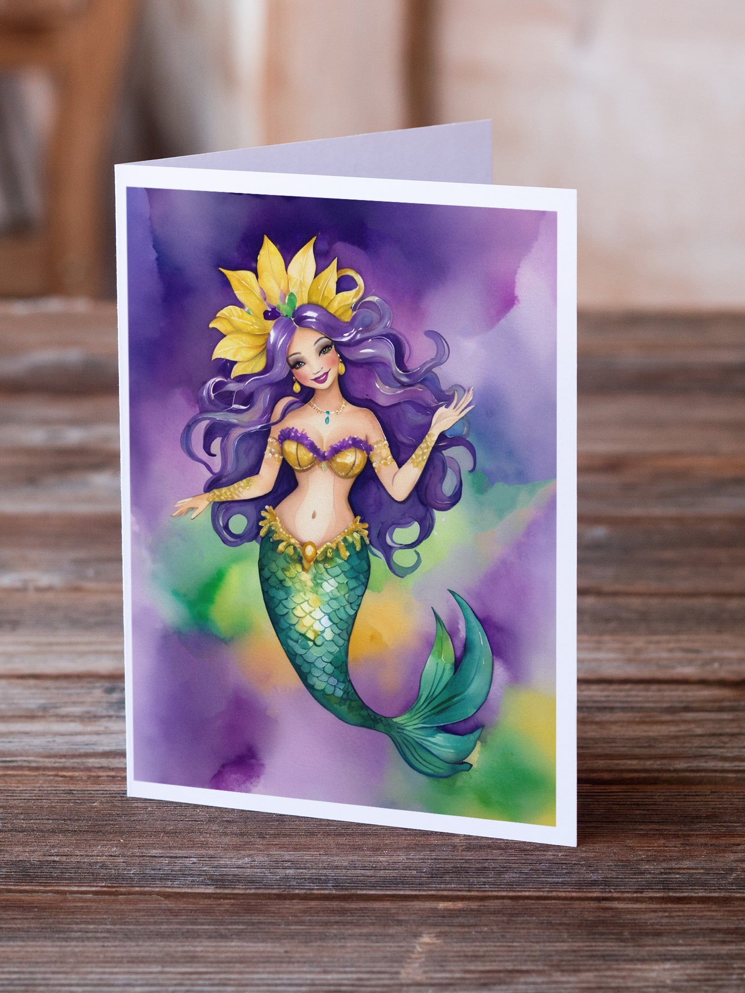 Buy this Mermaid Mardi Gras Greeting Cards Pack of 8