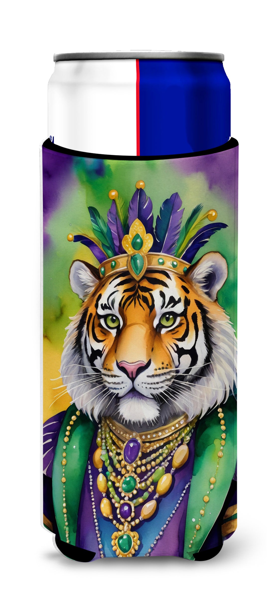 Buy this Tiger the King of Mardi Gras Hugger for Ultra Slim Cans