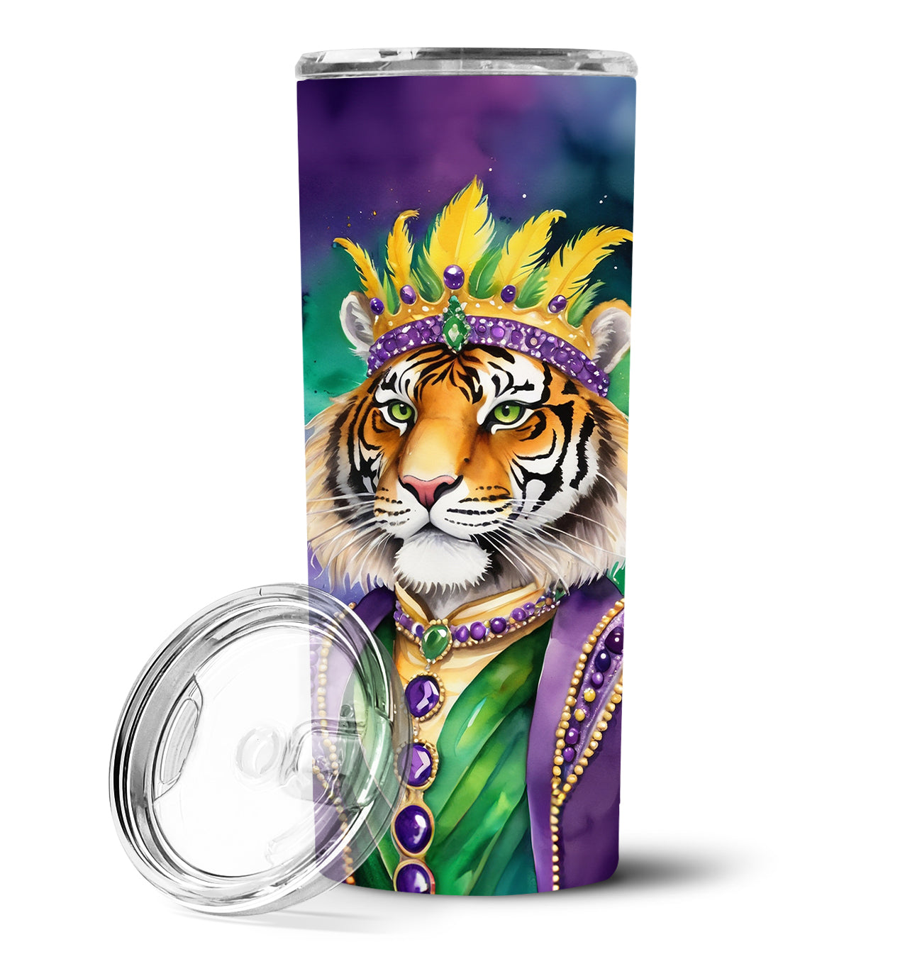 Buy this Tiger the King of Mardi Gras Stainless Steel Skinny Tumbler