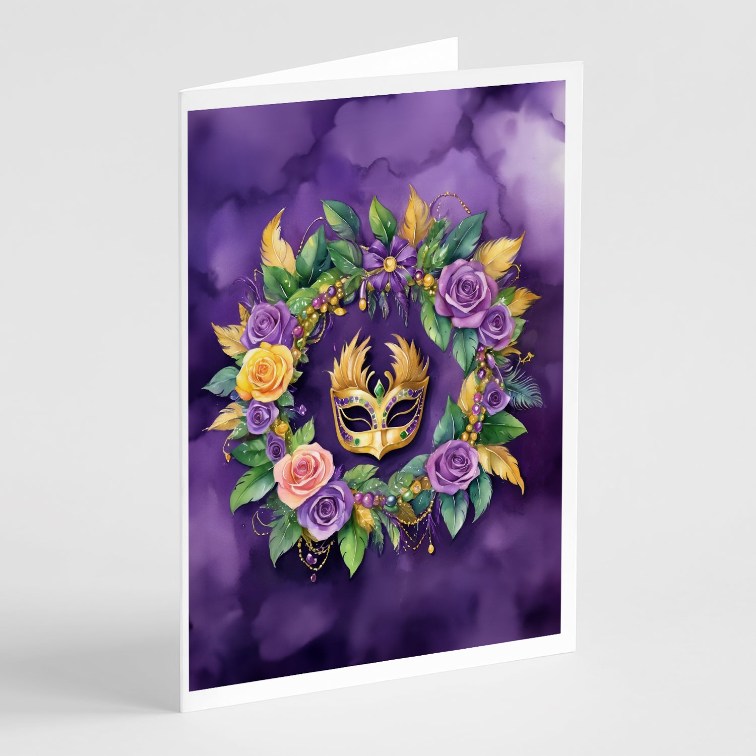 Buy this Wreath Mardi Gras Greeting Cards Pack of 8