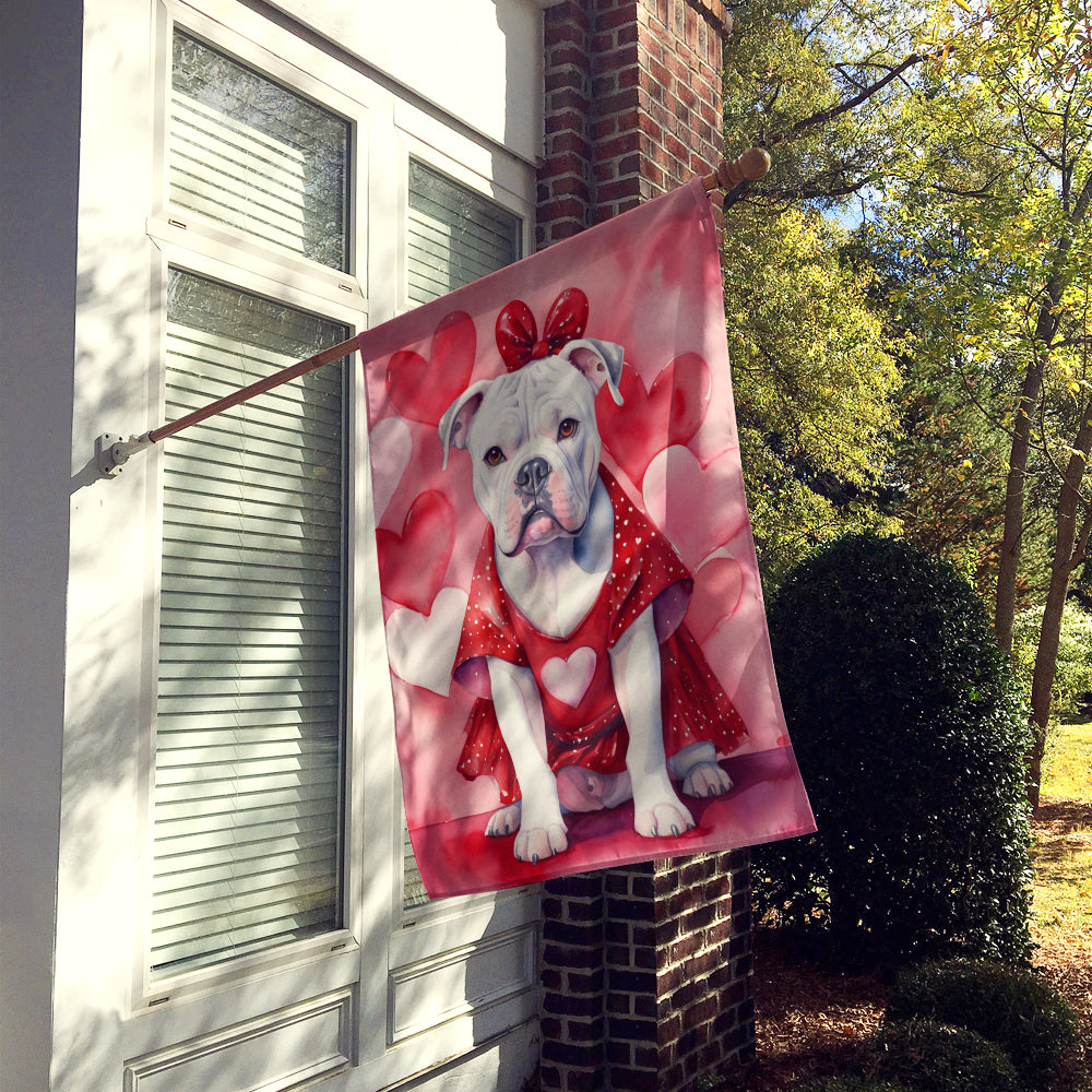 American Bulldog My Valentine House Flag