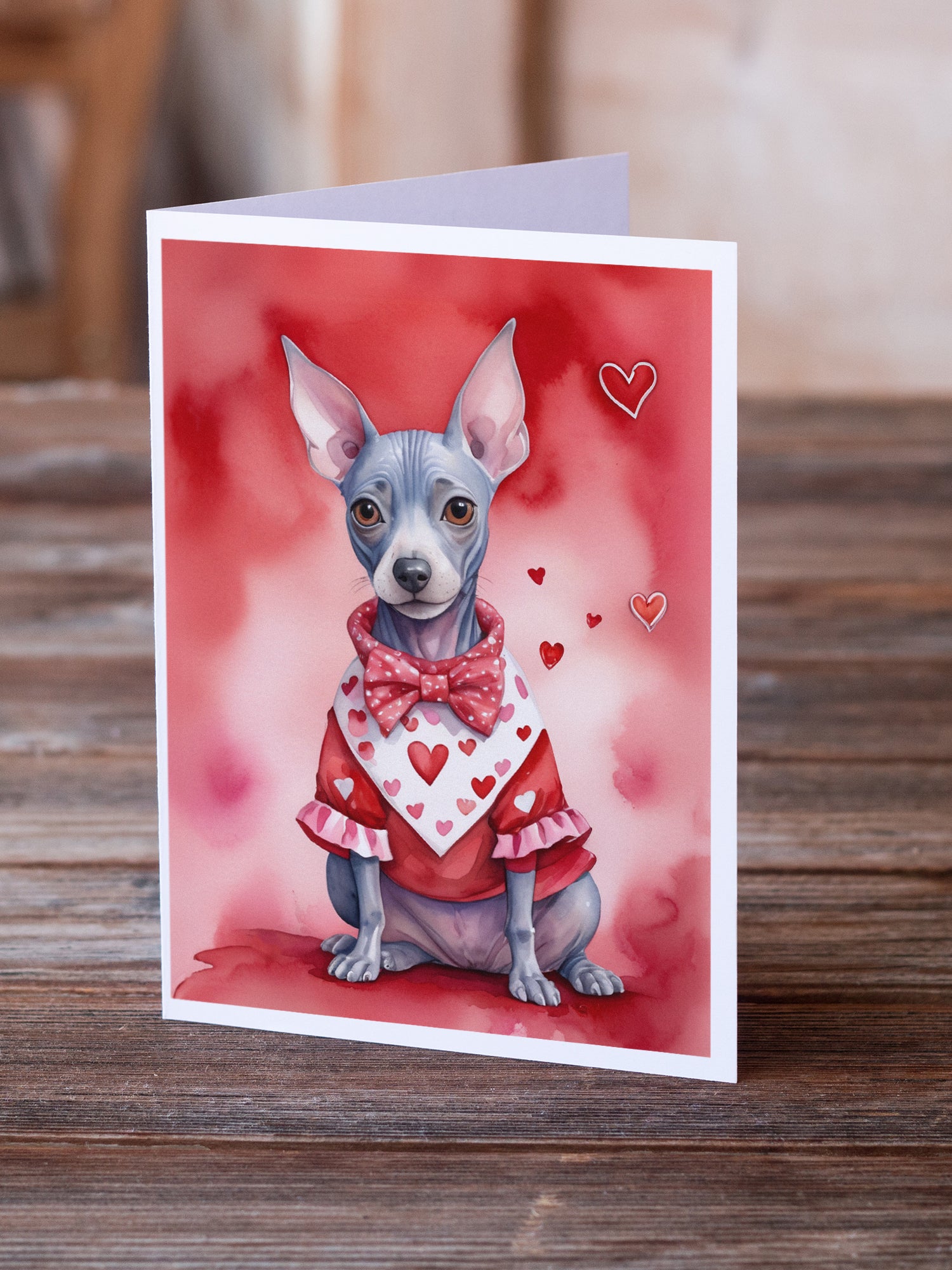 American Hairless Terrier My Valentine Greeting Cards Pack of 8