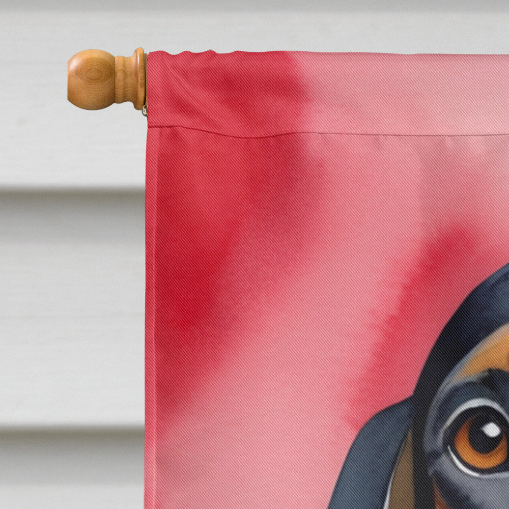 Black and Tan Coonhound My Valentine House Flag