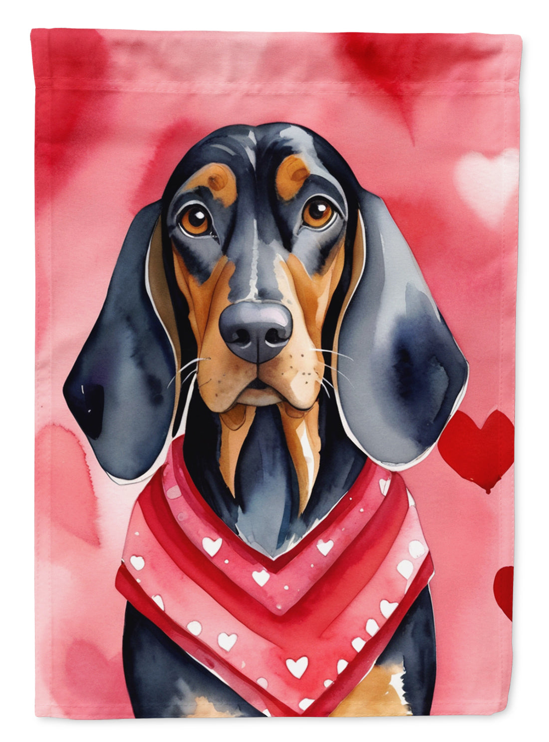 Buy this Black and Tan Coonhound My Valentine House Flag