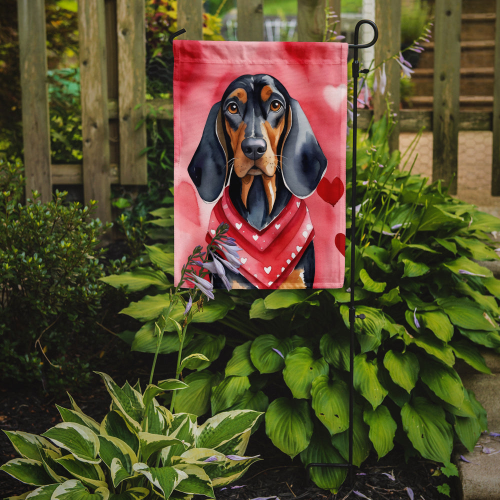 Buy this Black and Tan Coonhound My Valentine Garden Flag