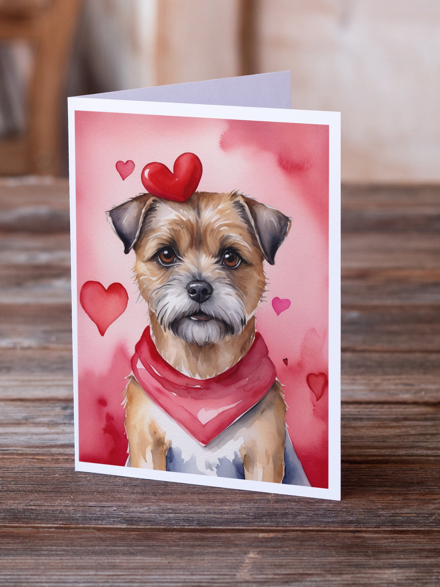 Border Terrier My Valentine Greeting Cards Pack of 8