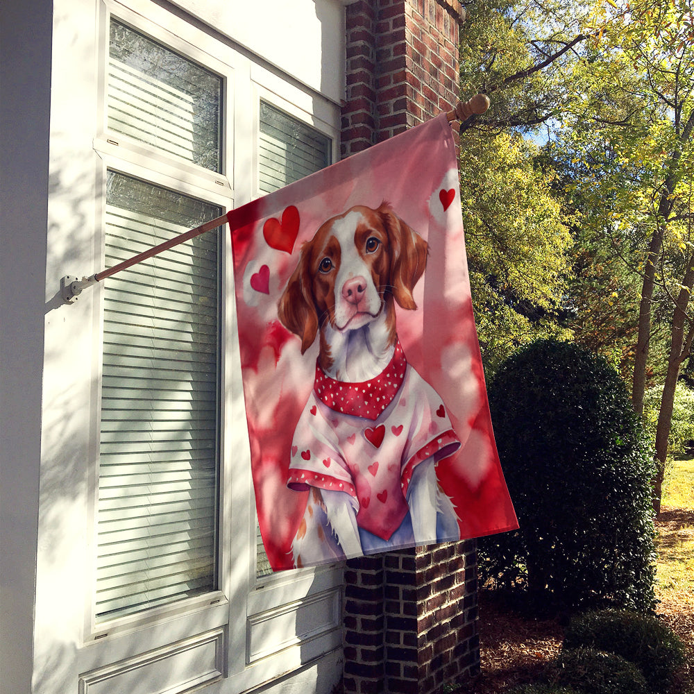 Brittany Spaniel My Valentine House Flag