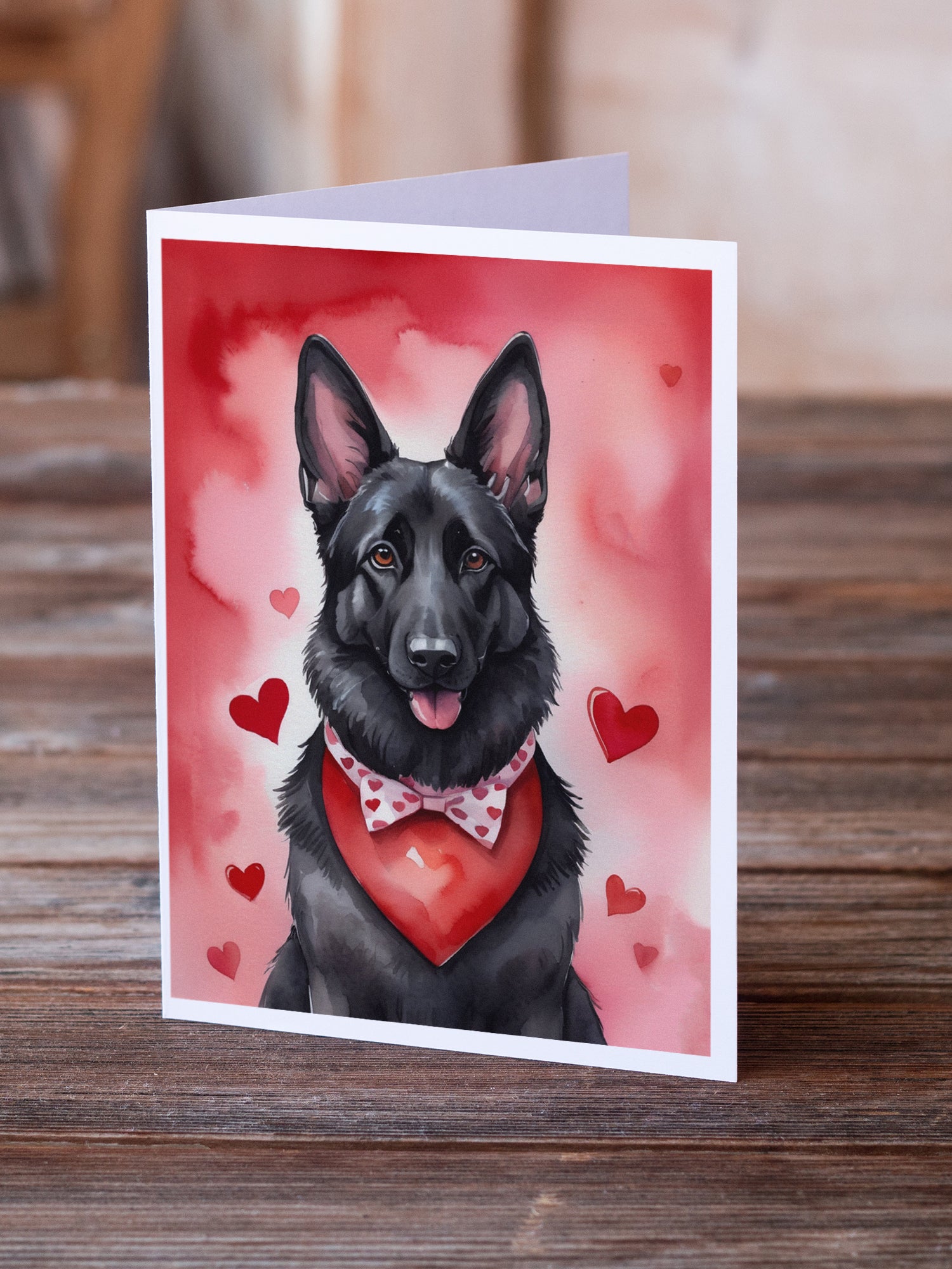 Buy this Black German Shepherd My Valentine Greeting Cards Pack of 8