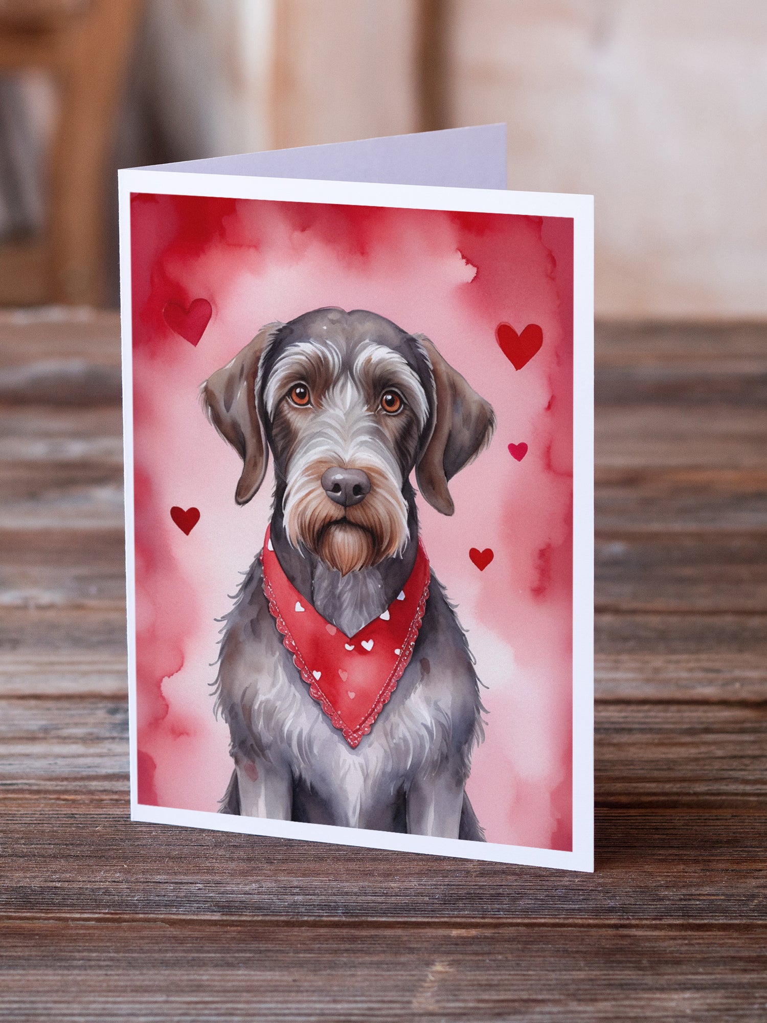 German Wirehaired Pointer My Valentine Greeting Cards Pack of 8