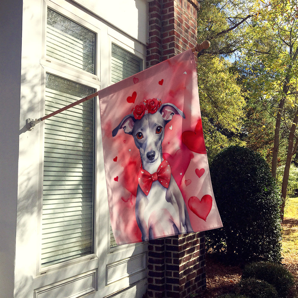Italian Greyhound My Valentine House Flag