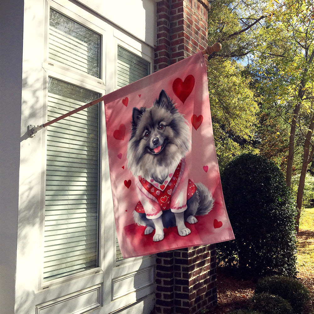 Keeshond My Valentine House Flag