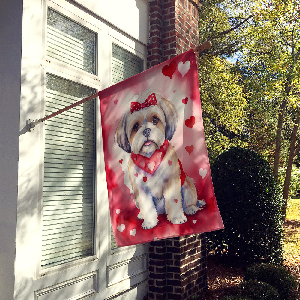 Buy this Lhasa Apso My Valentine House Flag