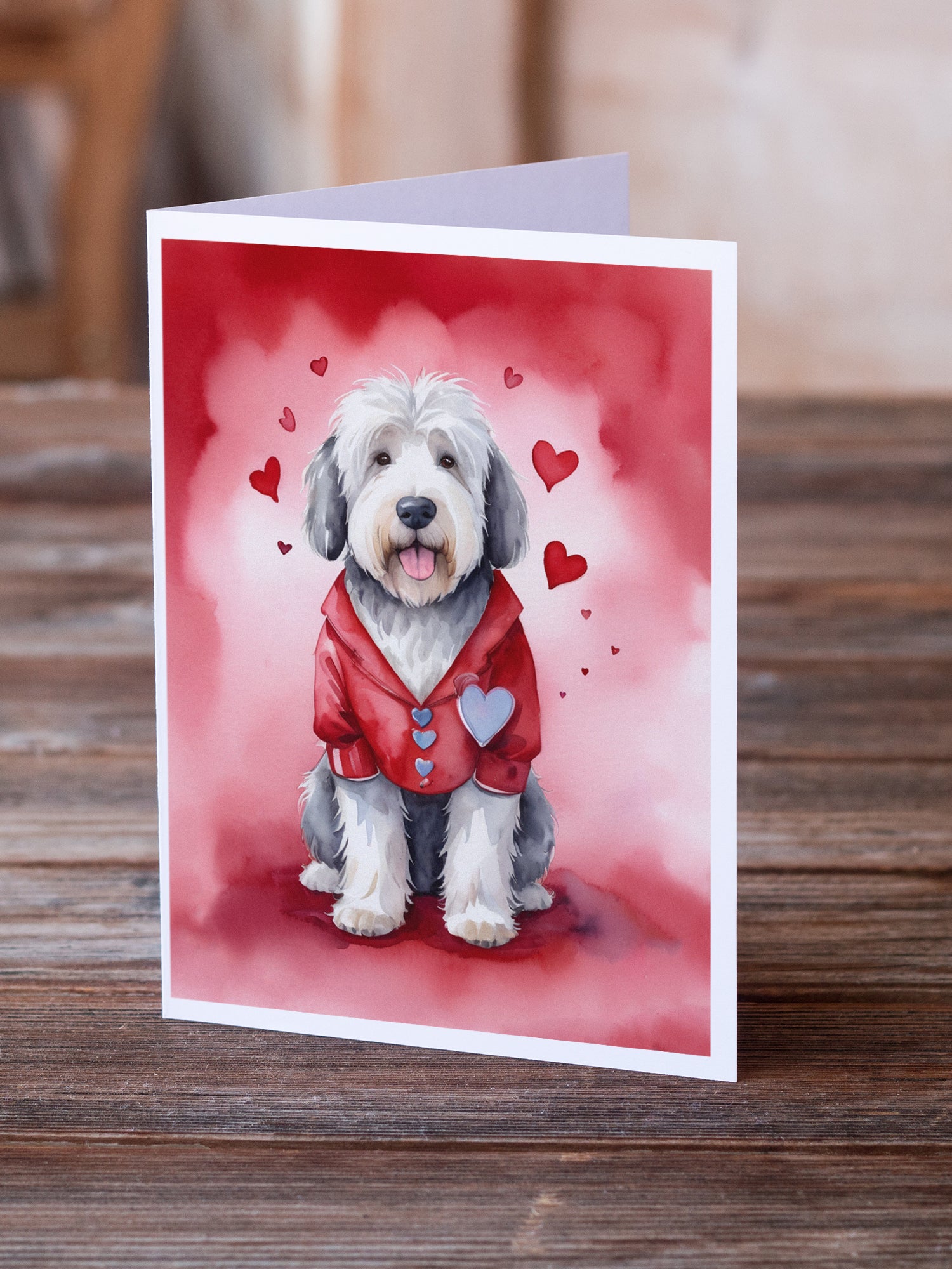 Buy this Old English Sheepdog My Valentine Greeting Cards Pack of 8