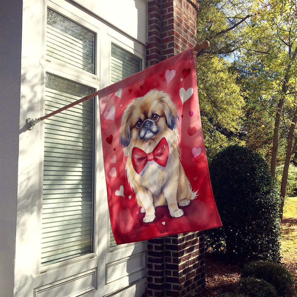 Pekingese My Valentine House Flag