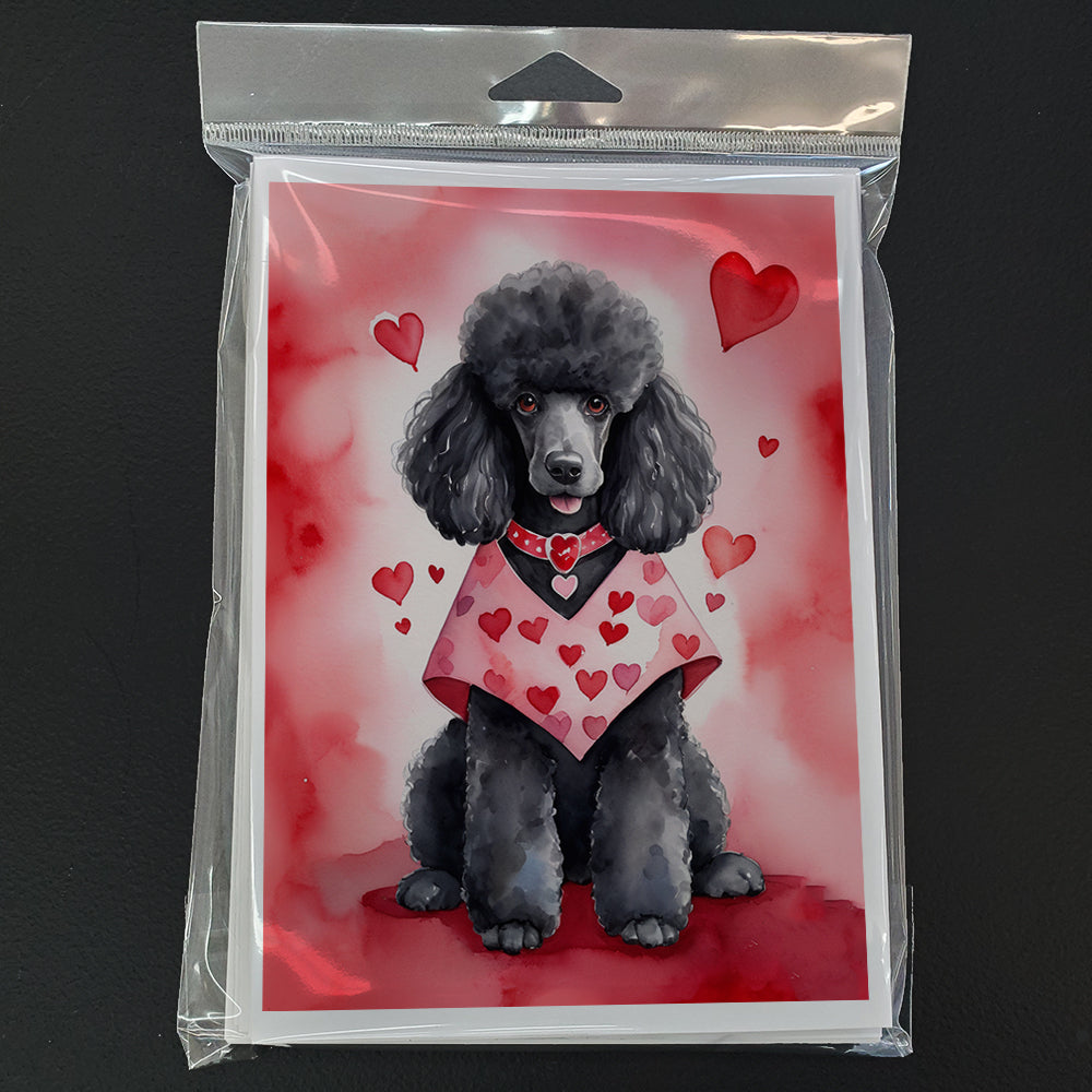 Black Poodle My Valentine Greeting Cards Pack of 8