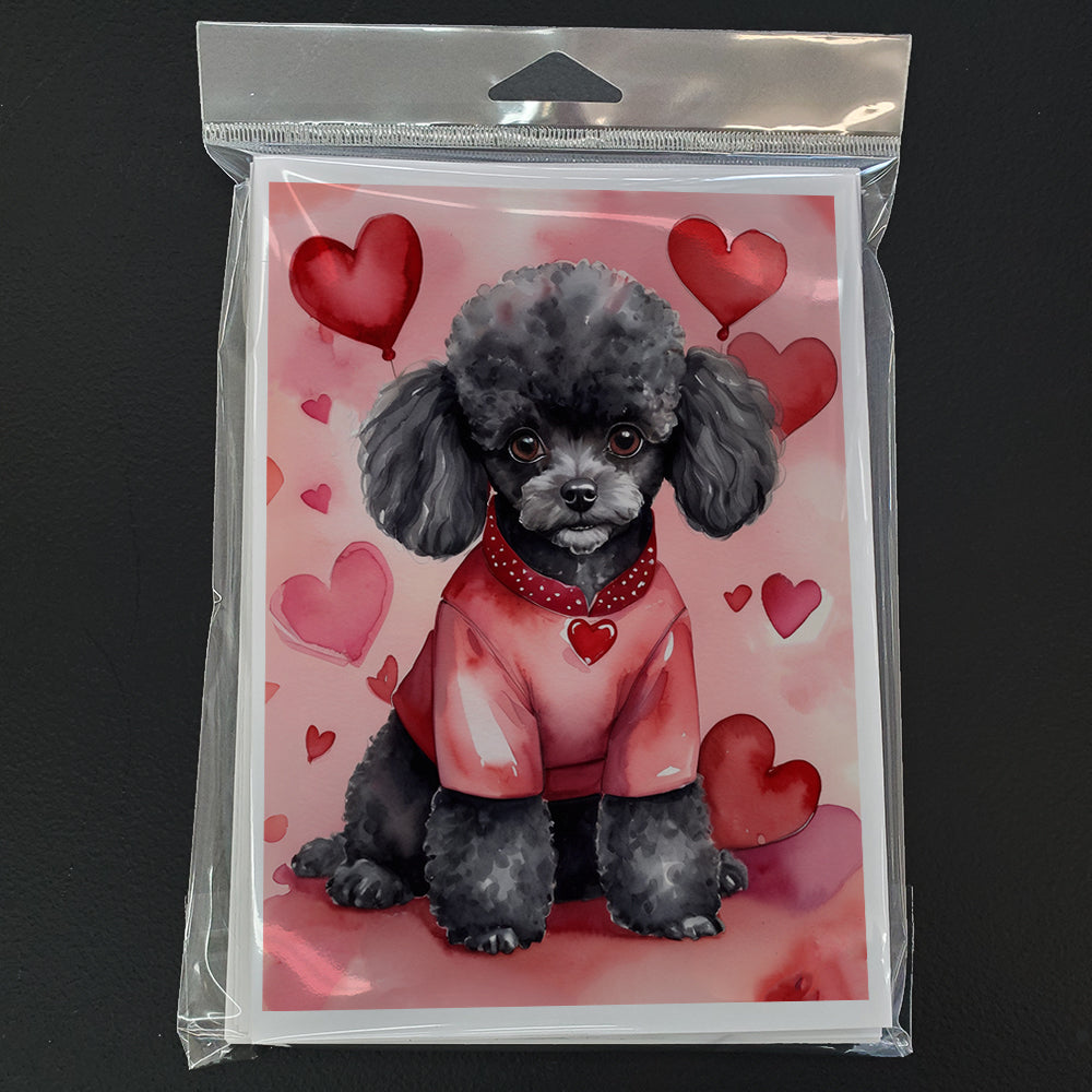 Black Poodle My Valentine Greeting Cards Pack of 8