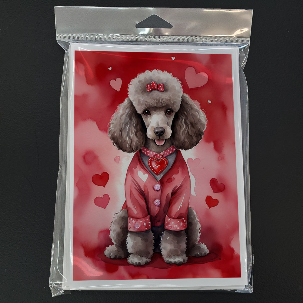 Chocolate Poodle My Valentine Greeting Cards Pack of 8