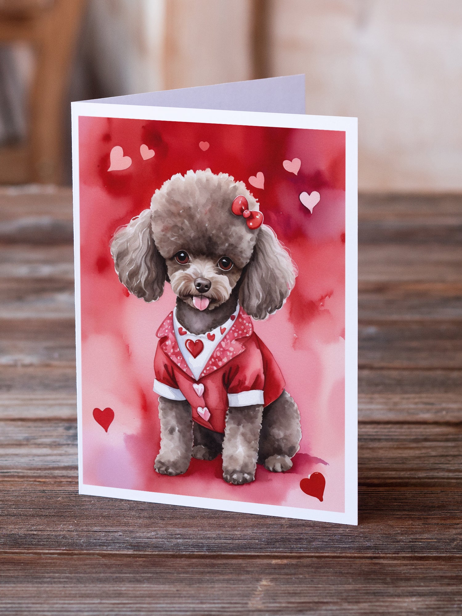 Chocolate Poodle My Valentine Greeting Cards Pack of 8