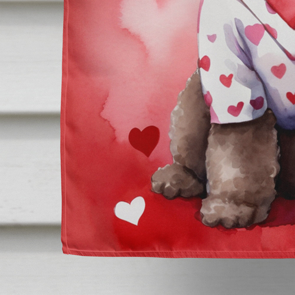 Chocolate Poodle My Valentine House Flag