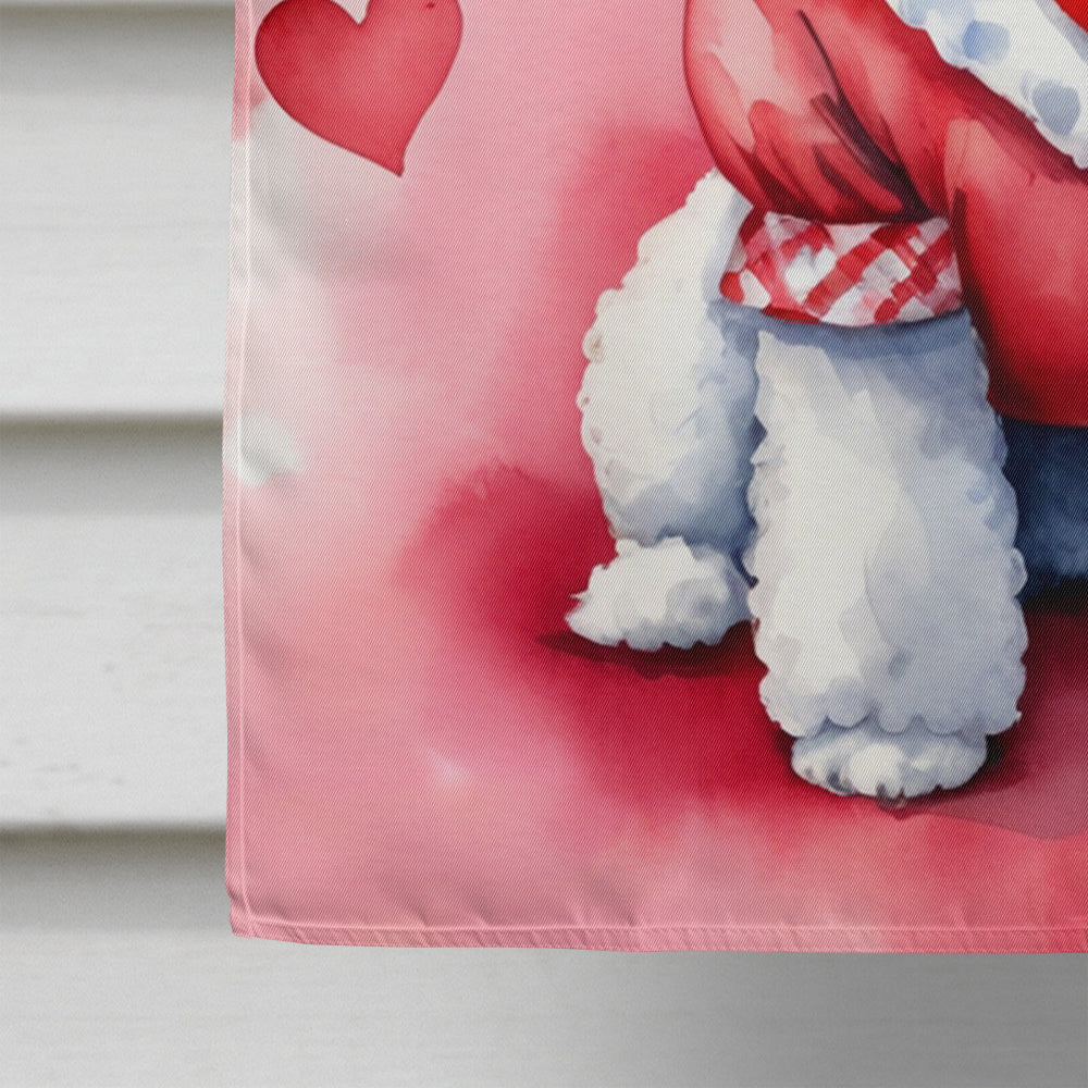 White Poodle My Valentine House Flag