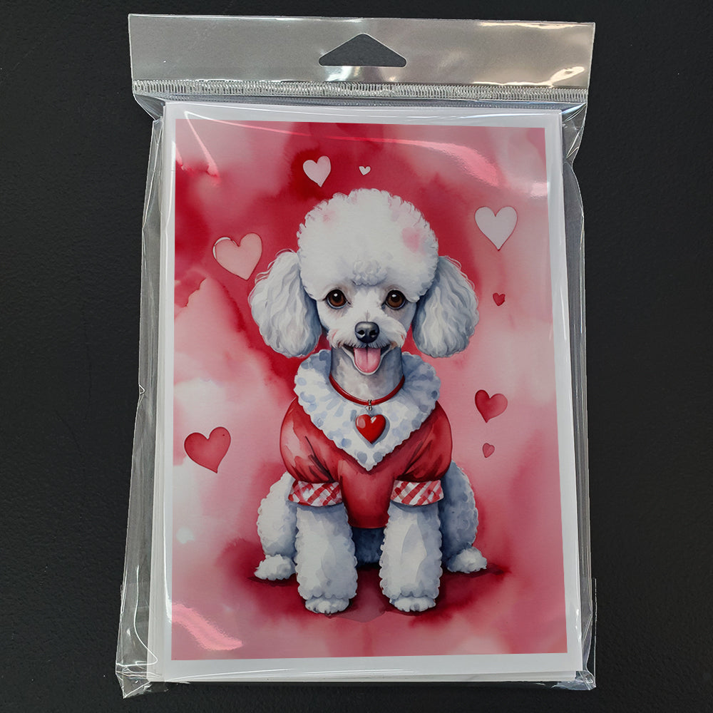 White Poodle My Valentine Greeting Cards Pack of 8