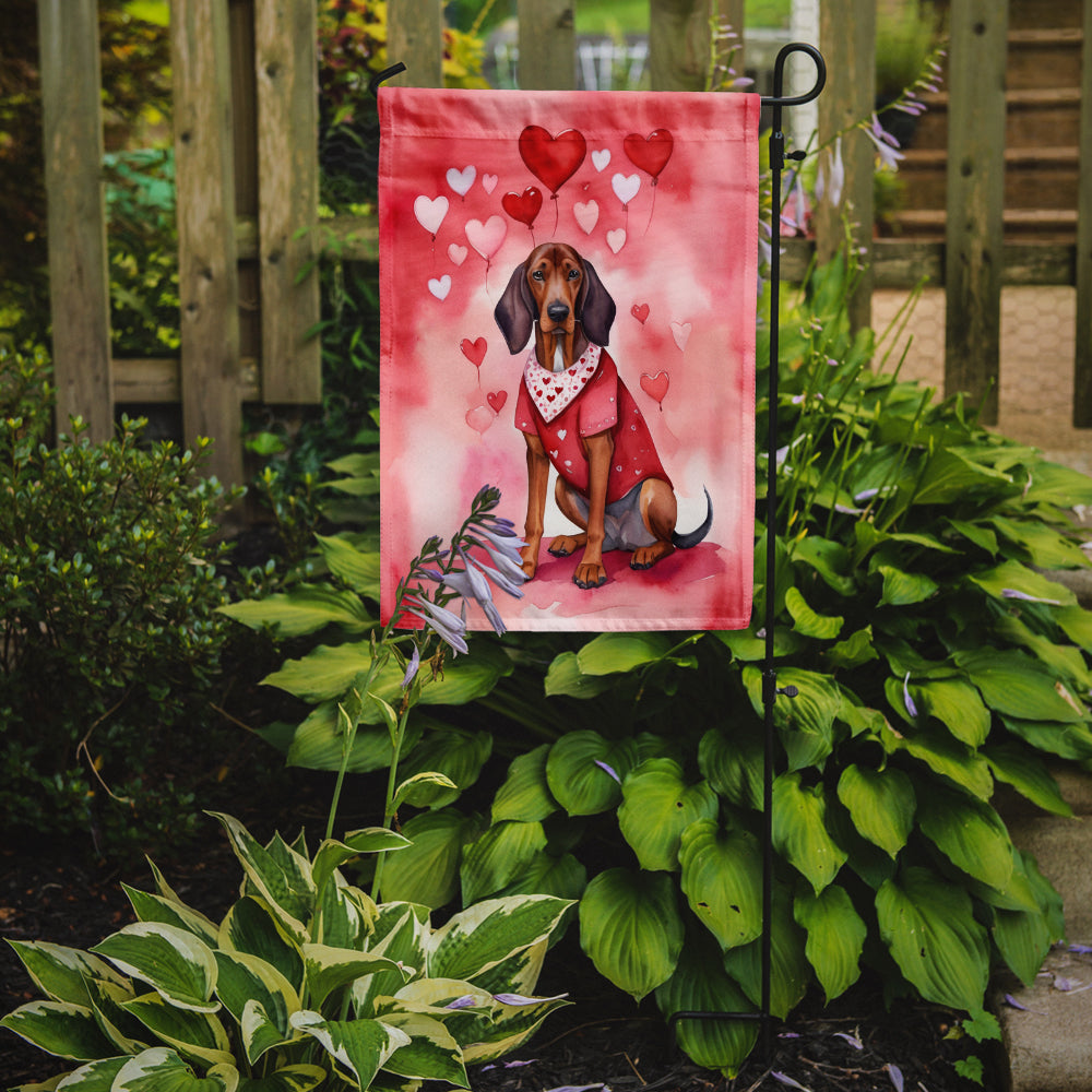 Redbone Coonhound My Valentine Garden Flag