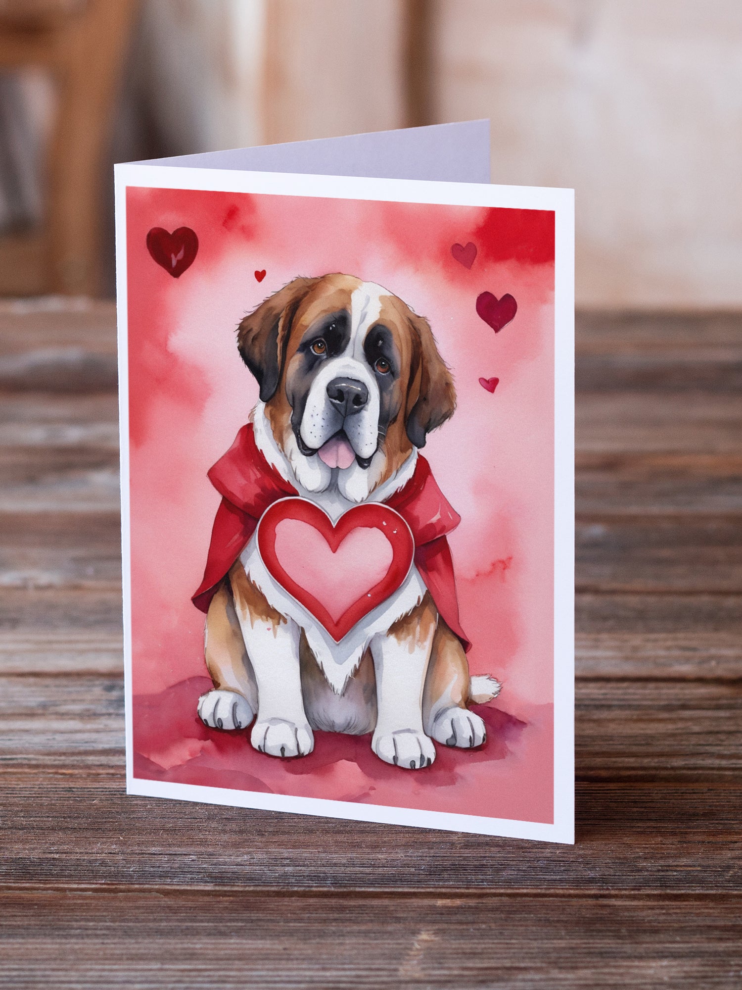 Saint Bernard My Valentine Greeting Cards Pack of 8